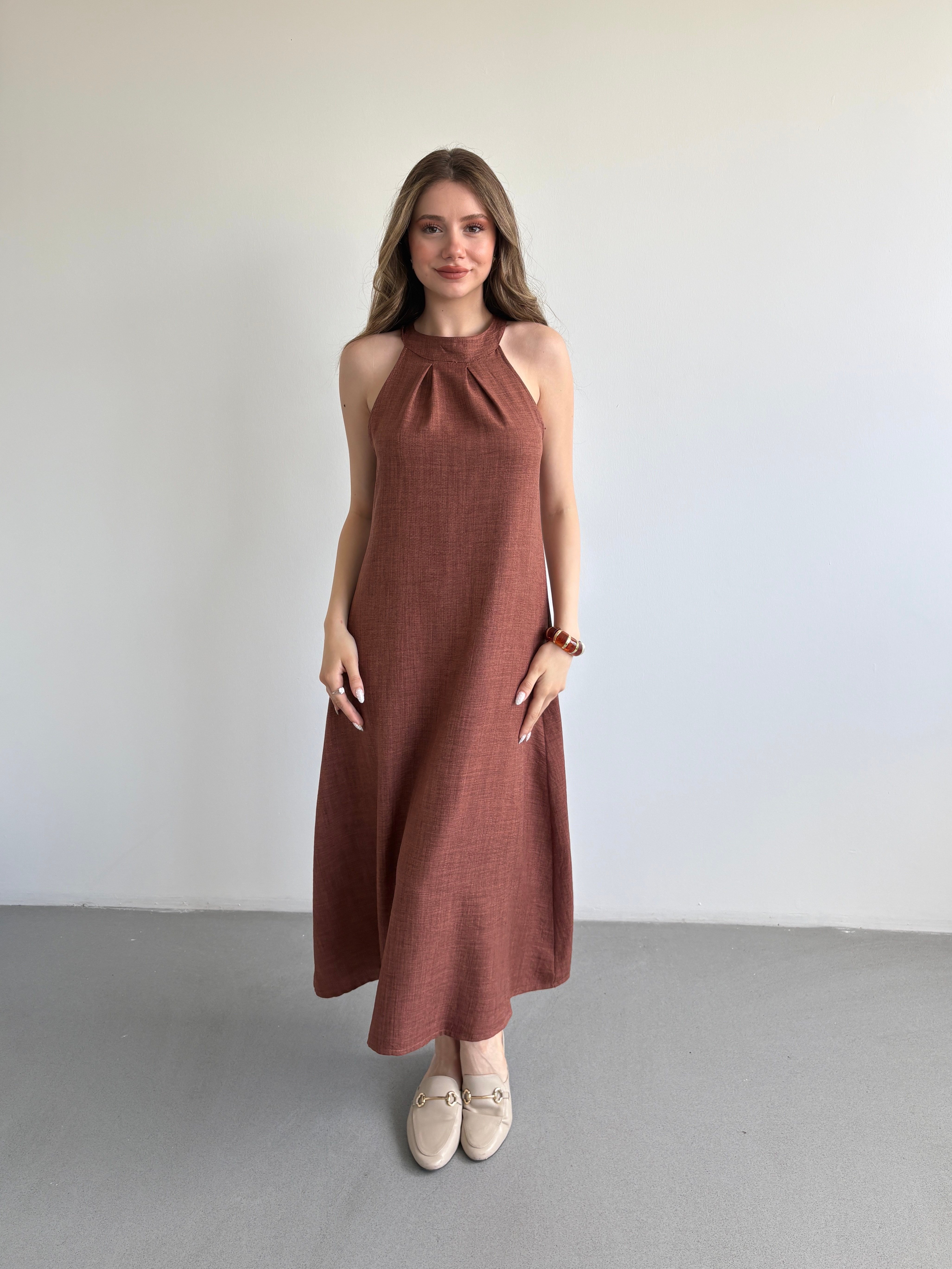 Keten Halter Elbise