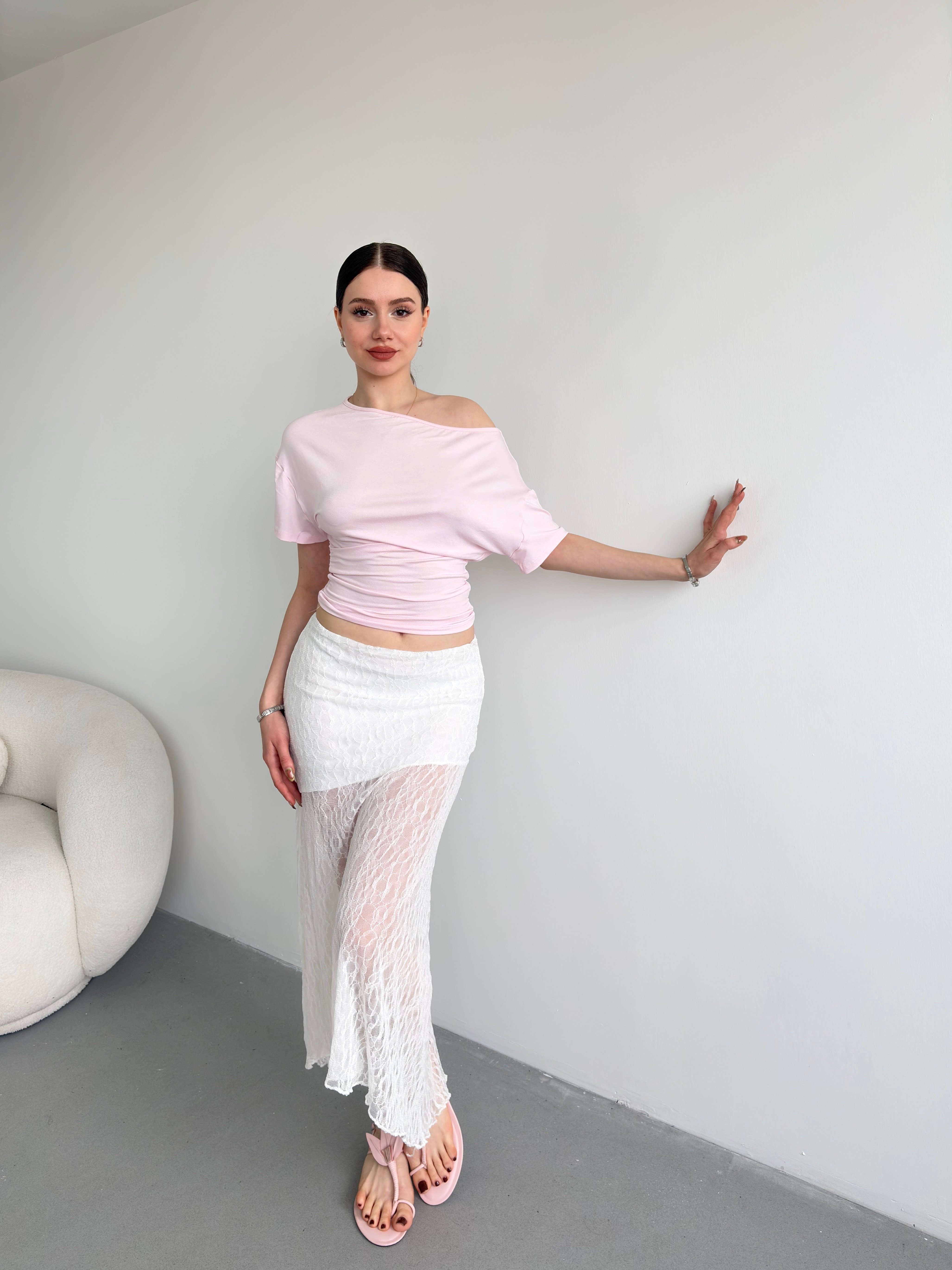 Mini Astarlı Dantel Etek