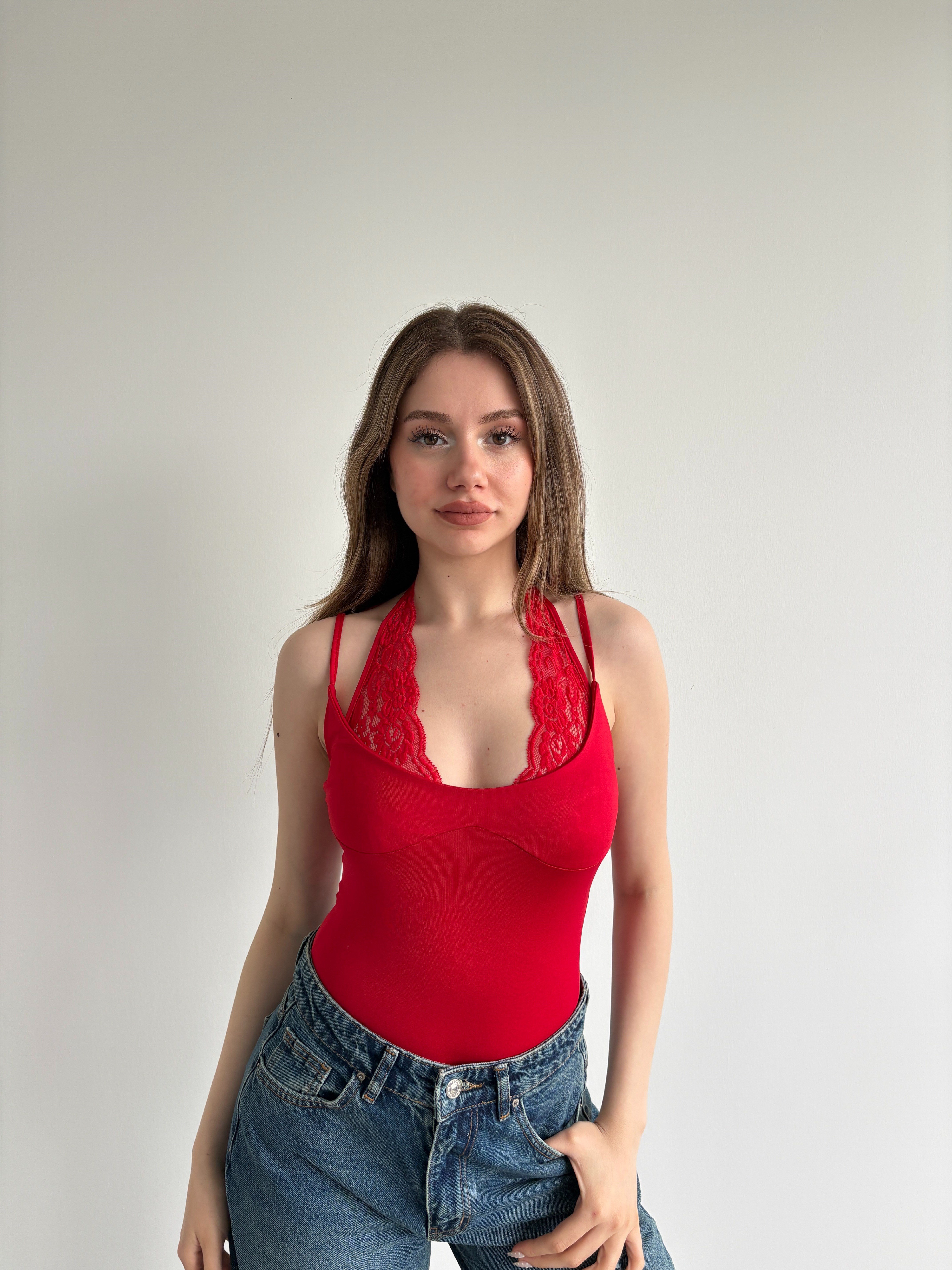 Muadil Dantel Kombineli Bodysuit