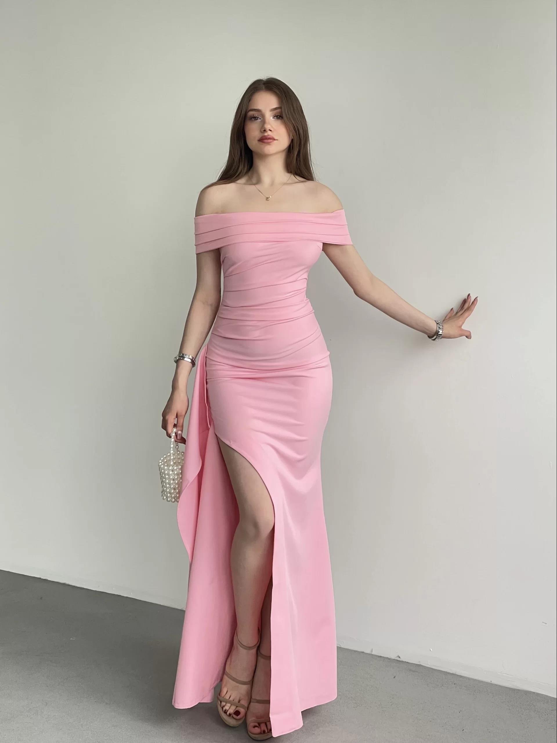 Önü Pileli Madonna Premium Elbise