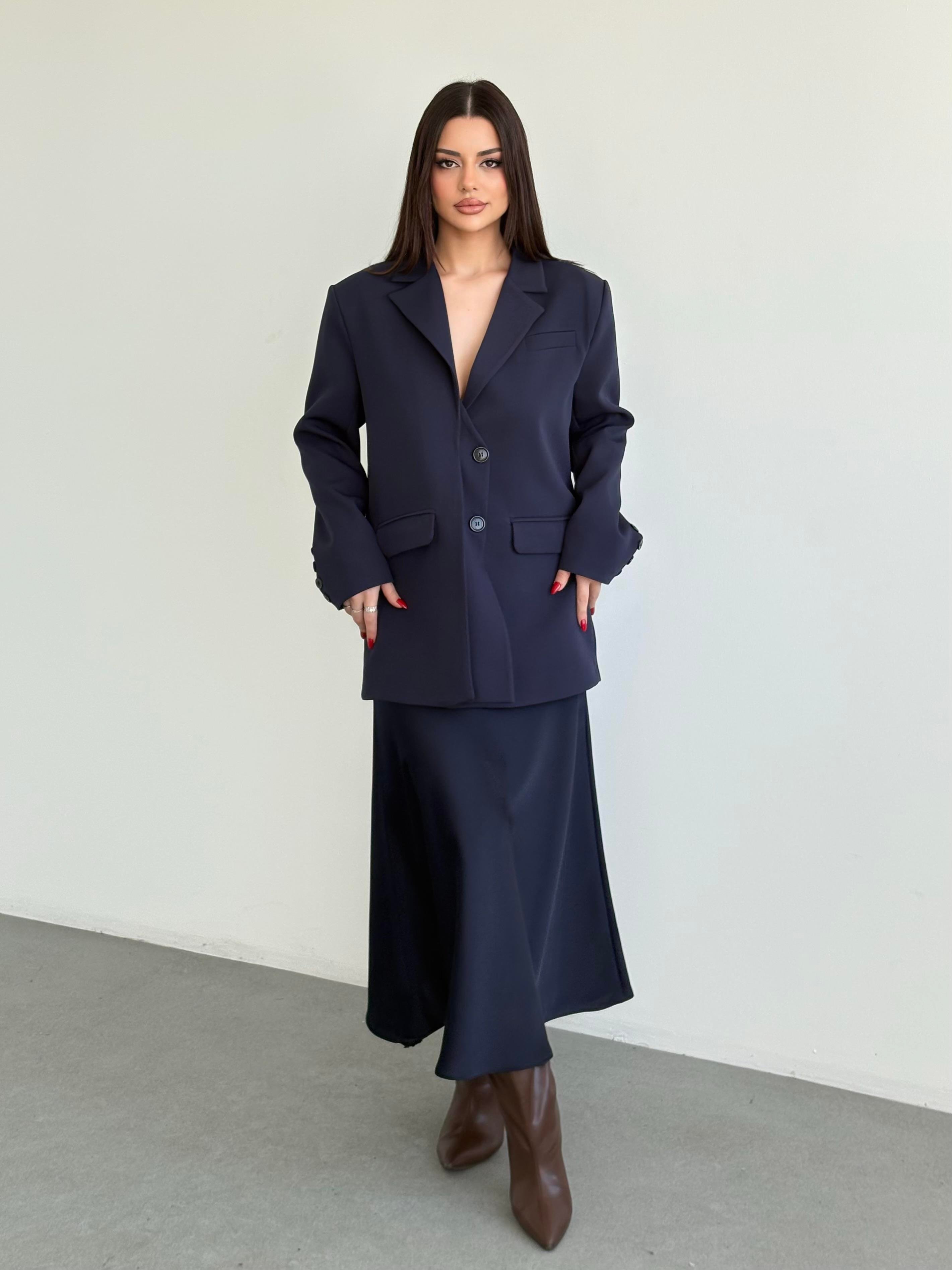 Oversize Düğme Detay Blazer