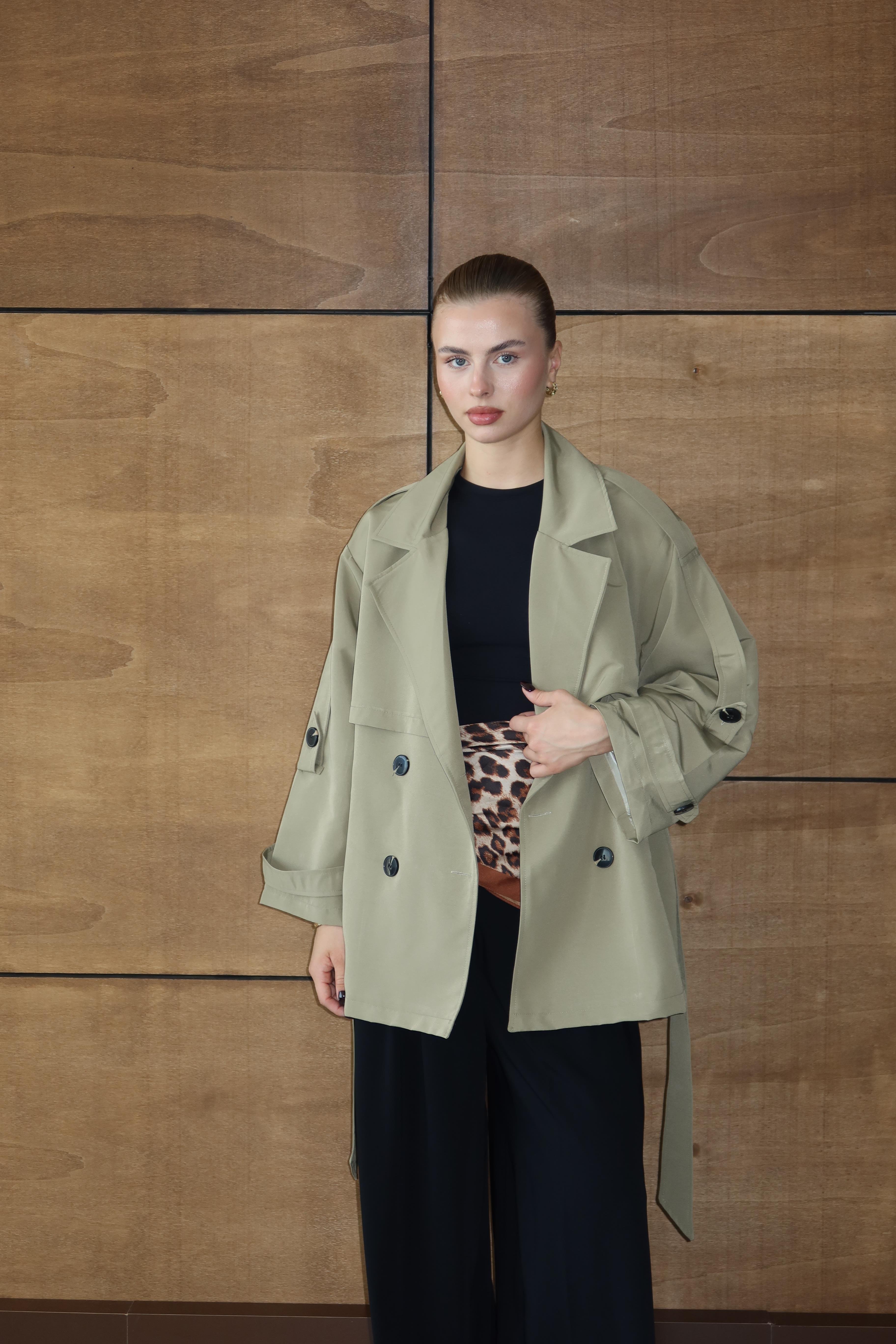 Oversize Mid Trençkot Haki