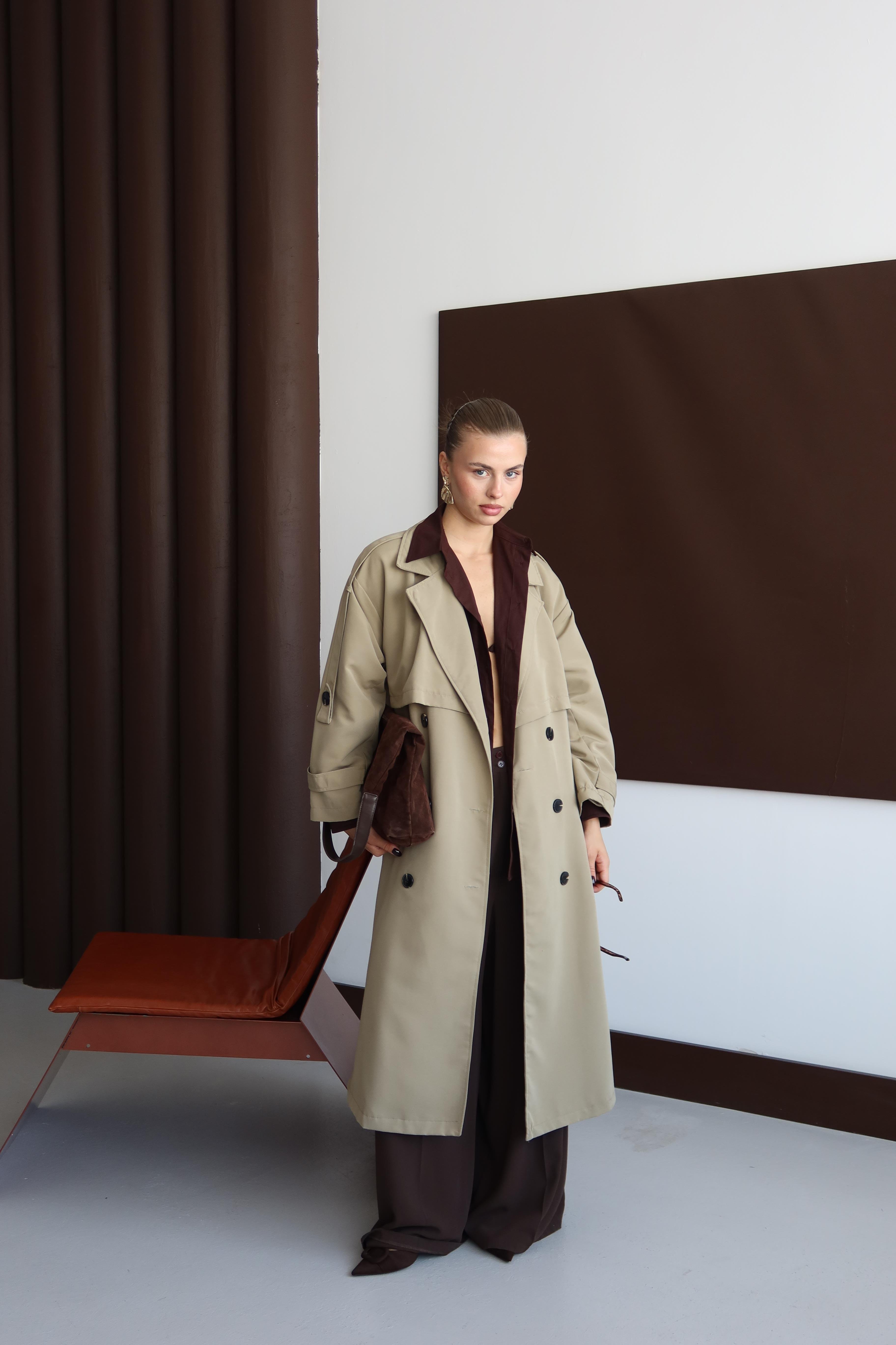 Oversize Premium Trençkot Haki