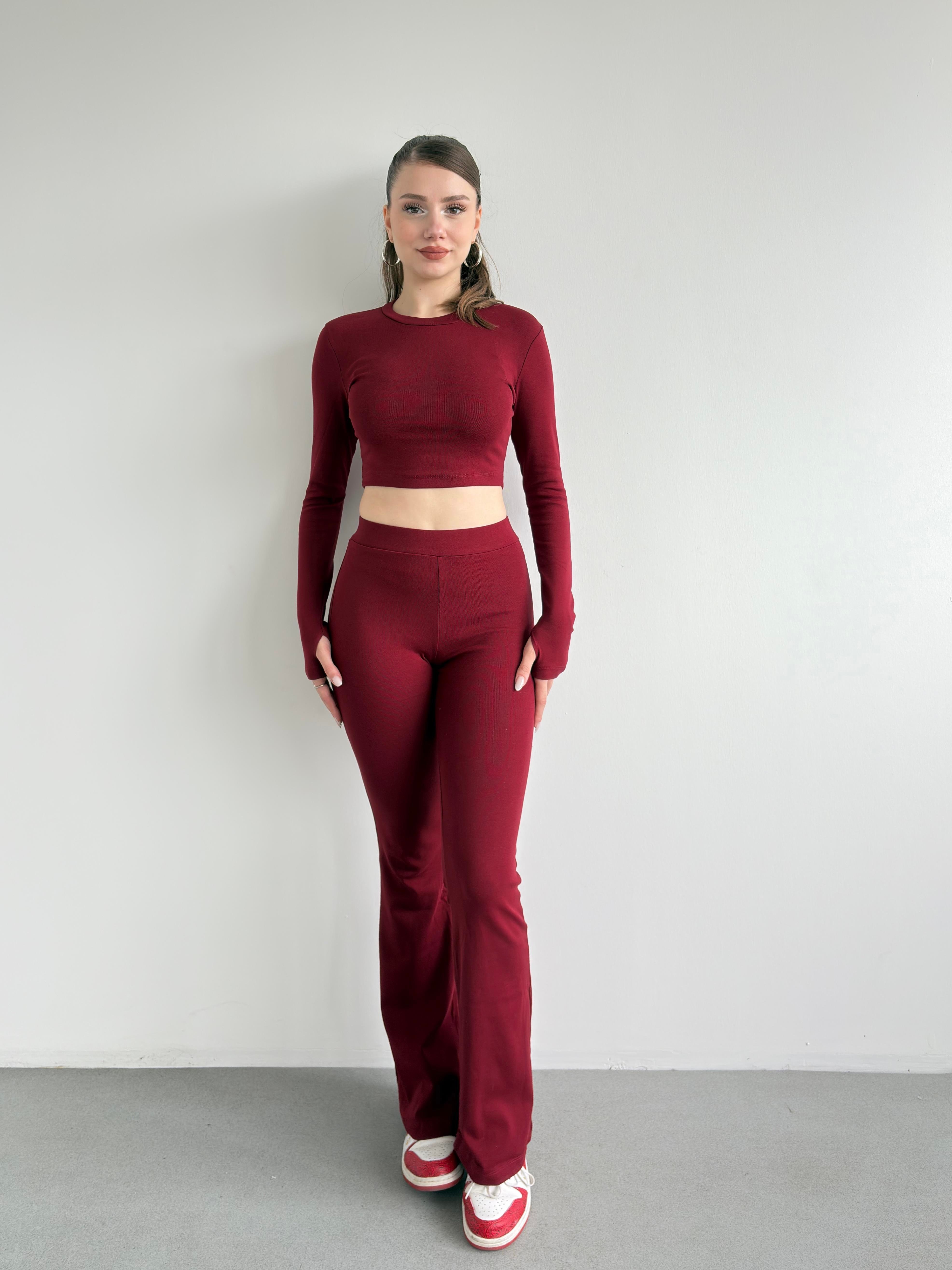 Parmak Geçmeli Crop Takım 