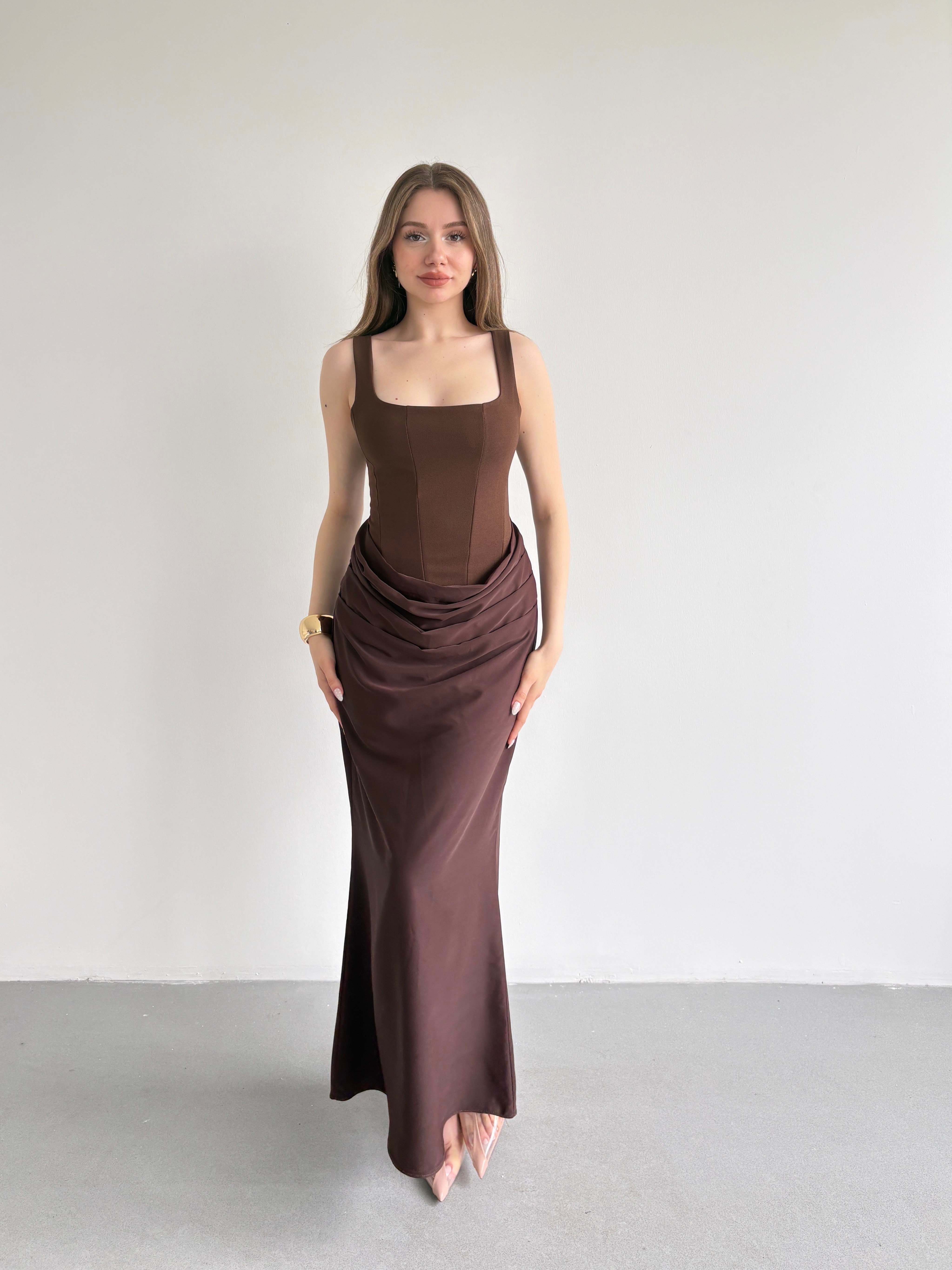 Premium Drape Detay Maxi Elbise