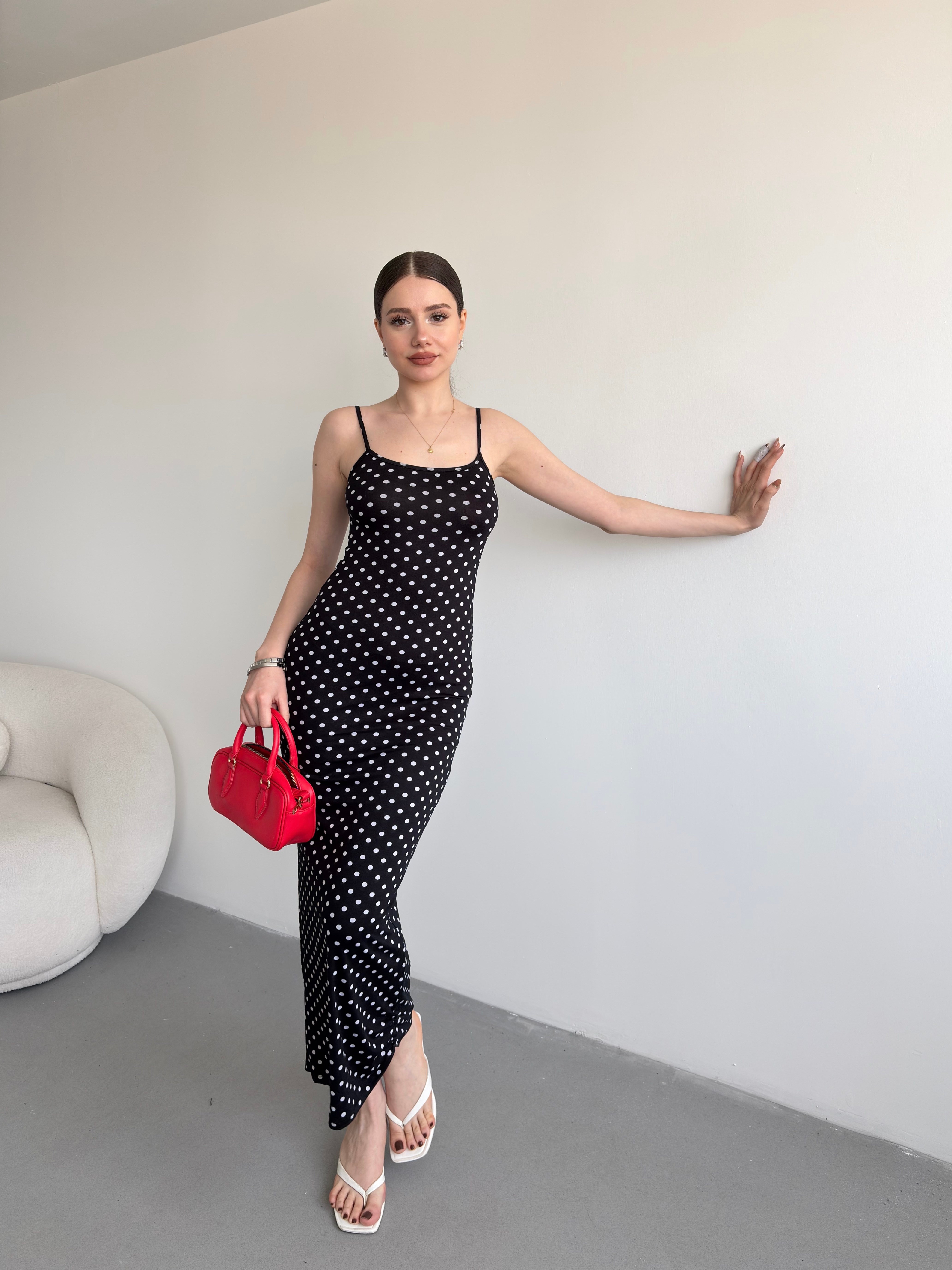 Puantiyeli Basic Elbise