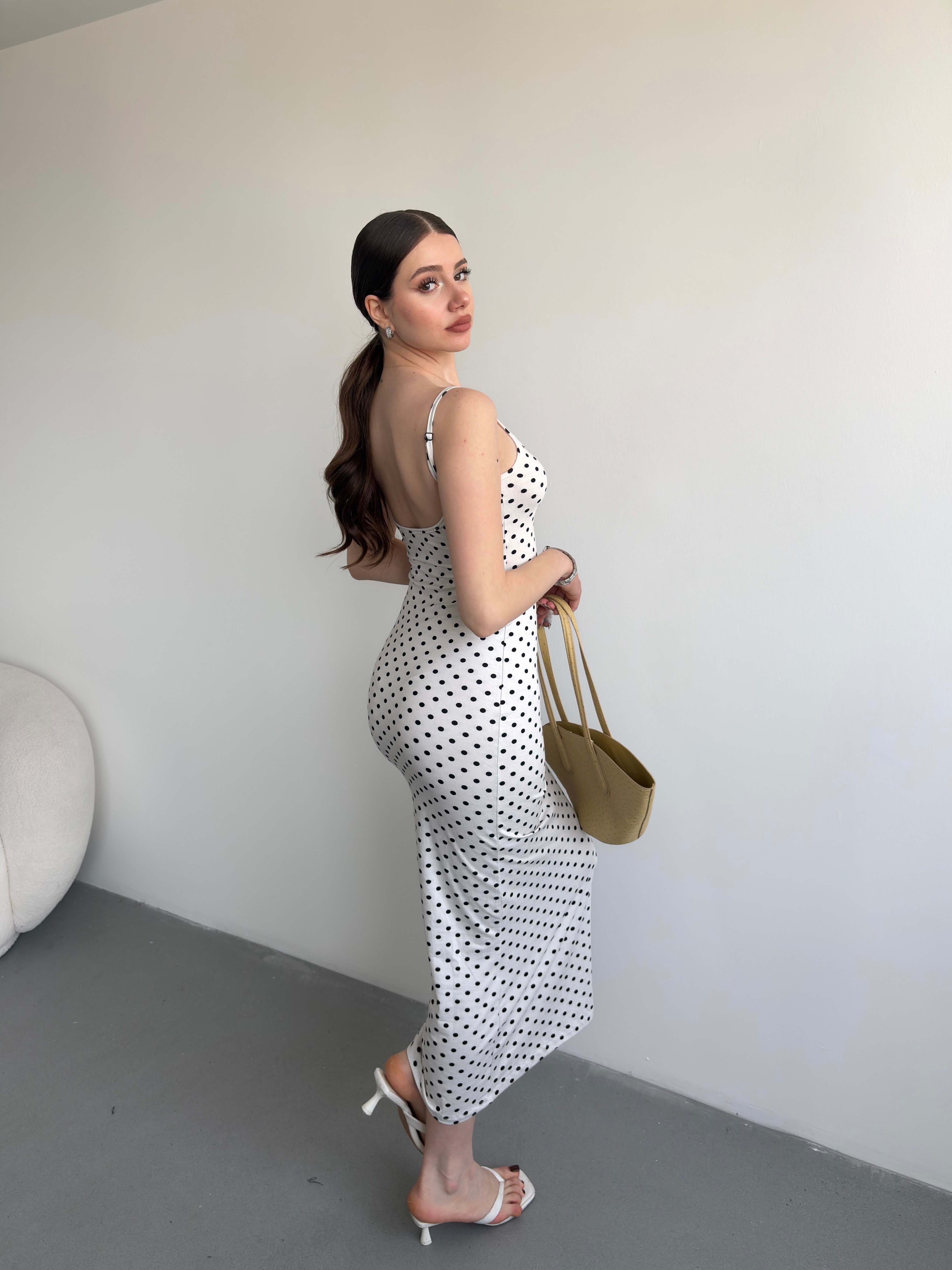 Puantiyeli Basic Elbise