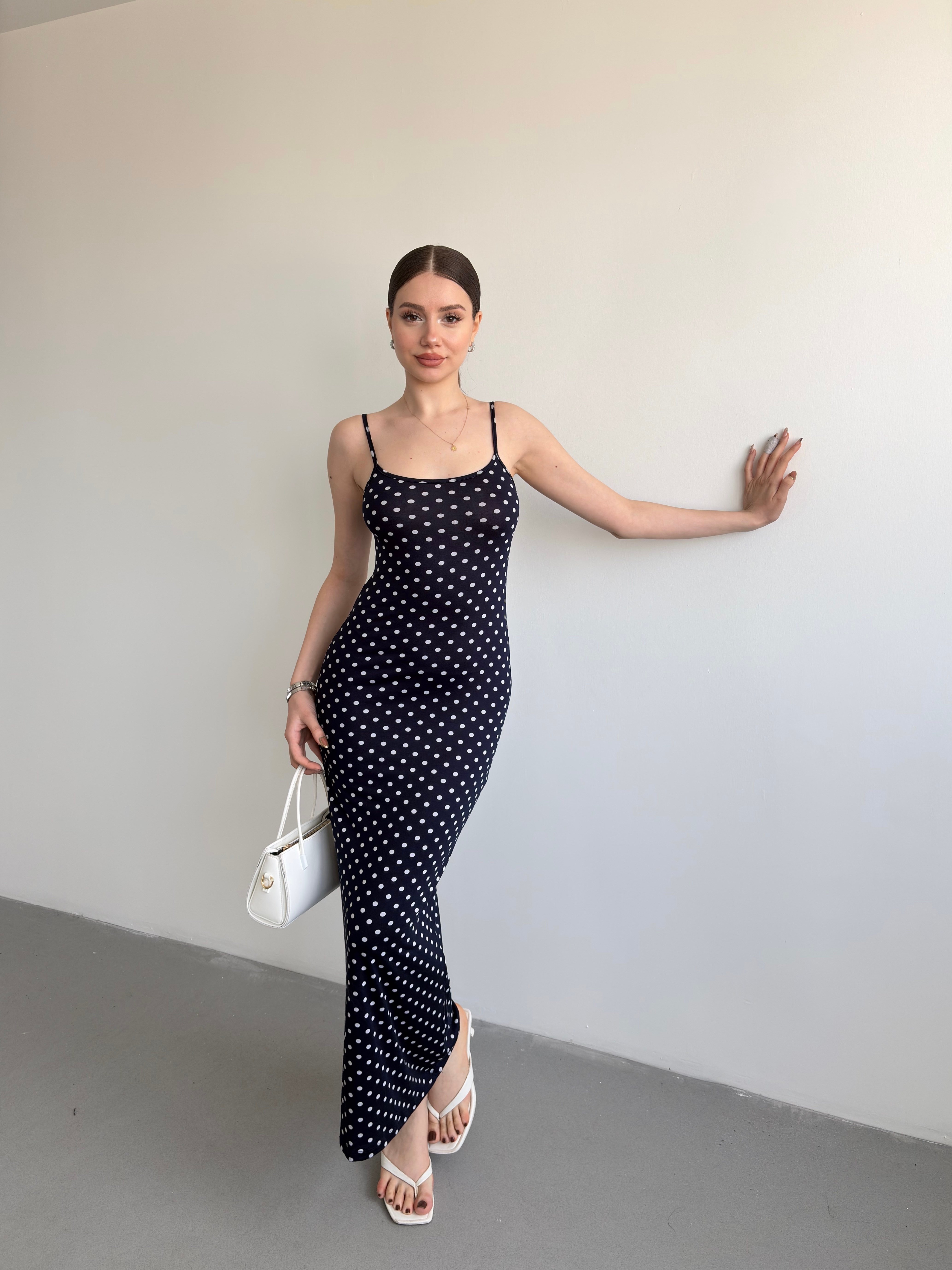 Puantiyeli Basic Elbise