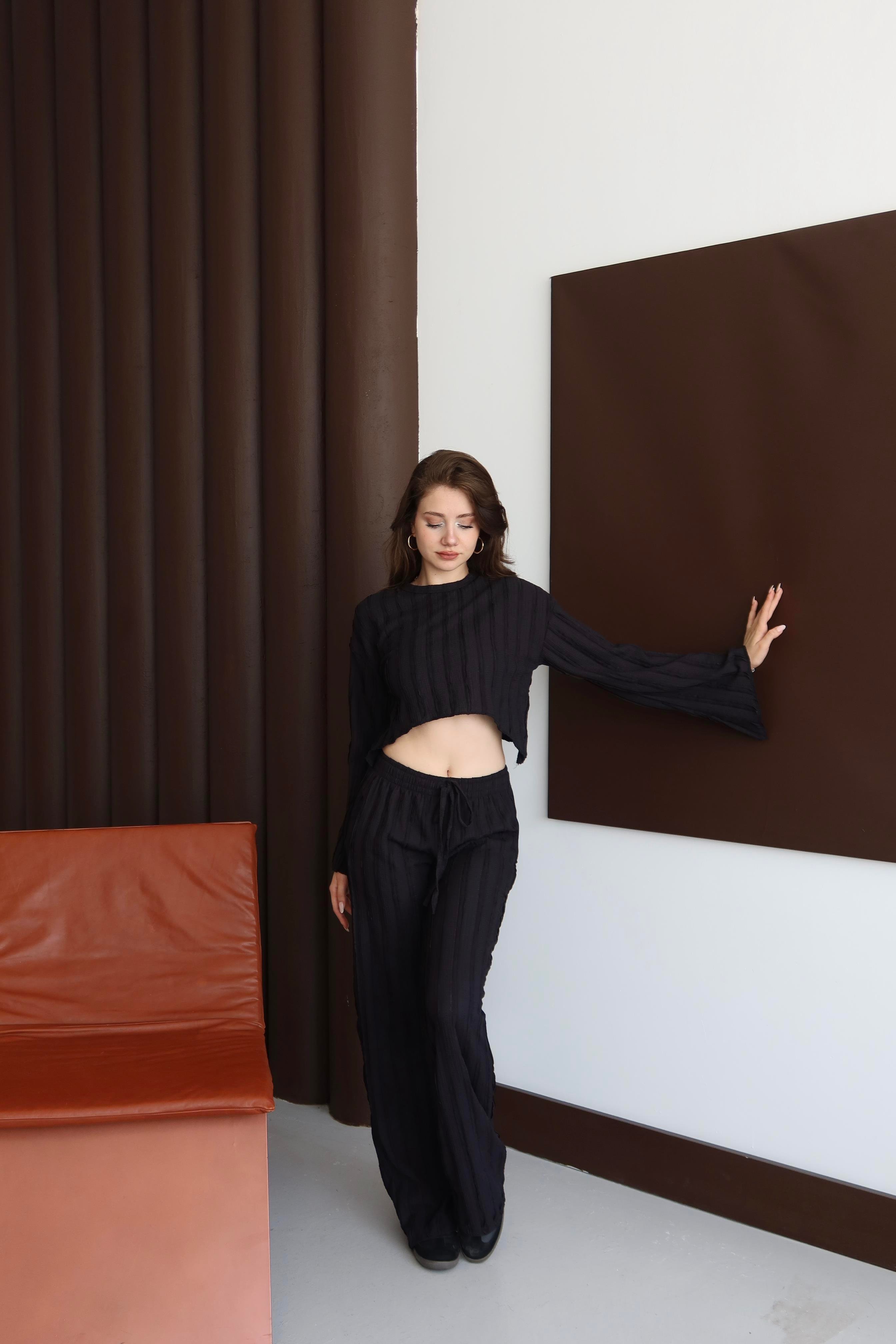 Ters Dikişli Oversize Takım Siyah