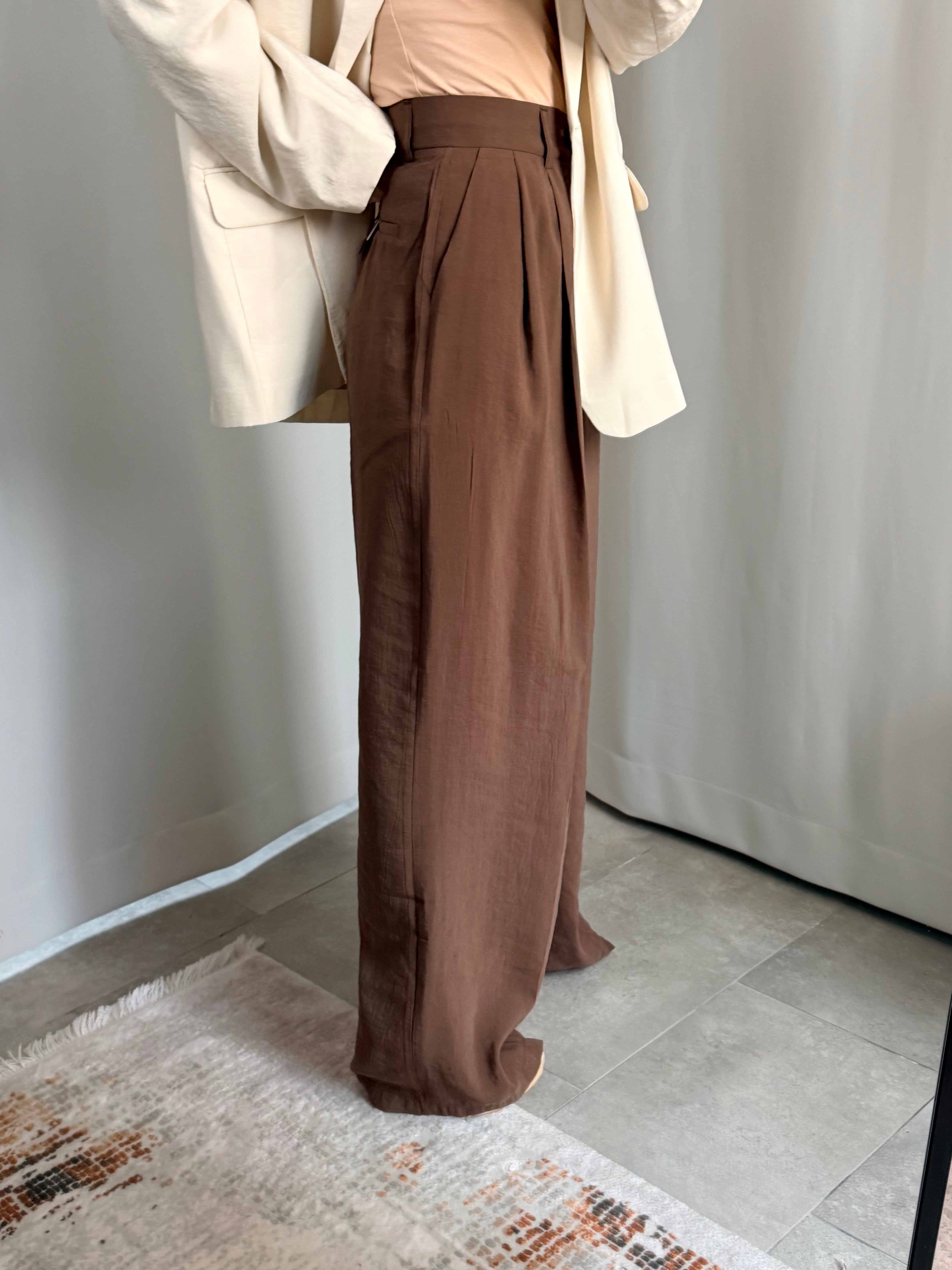 Tencel Kahverengi Pantolon