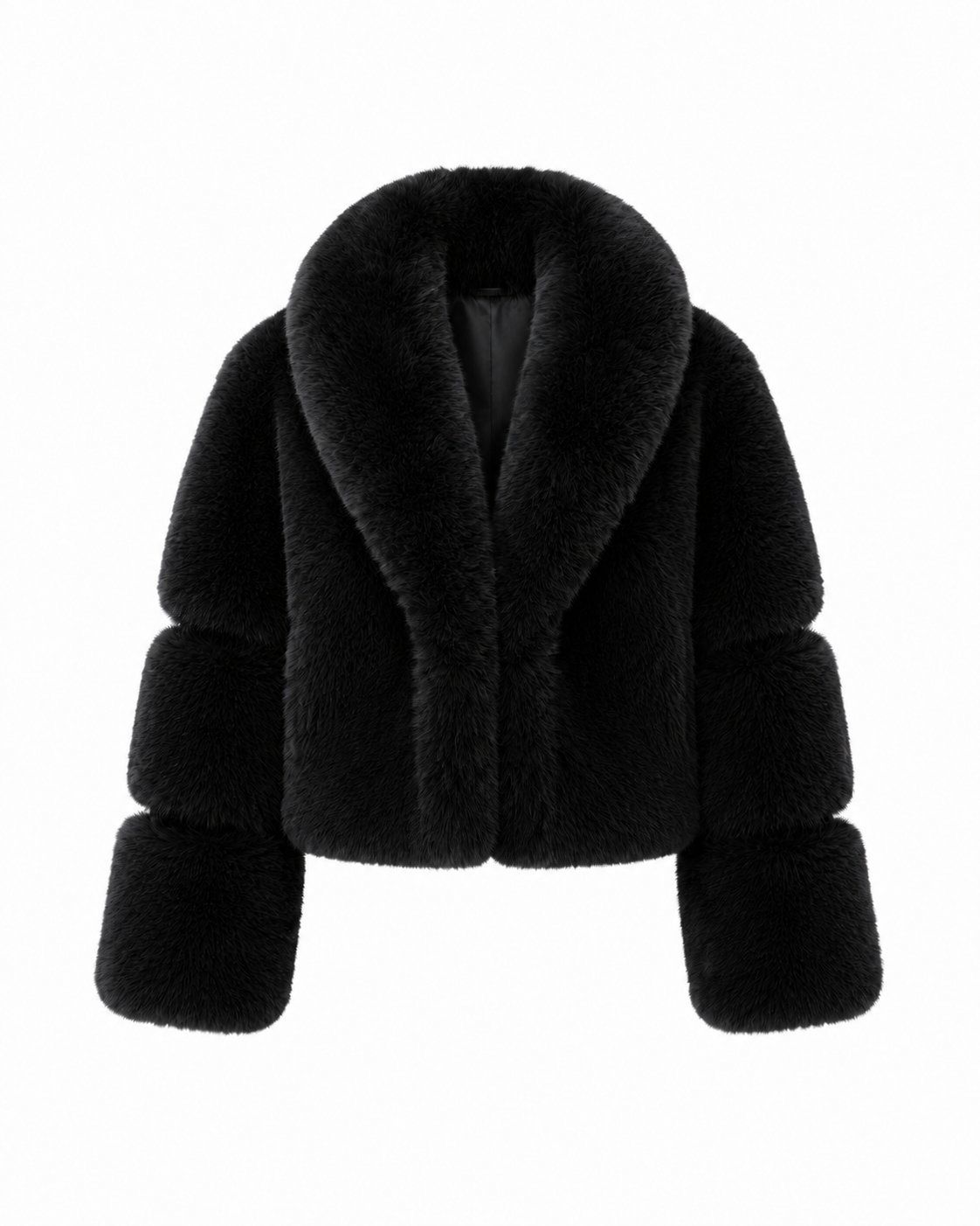 Rosa Detail Faux Fur Jacket-Black