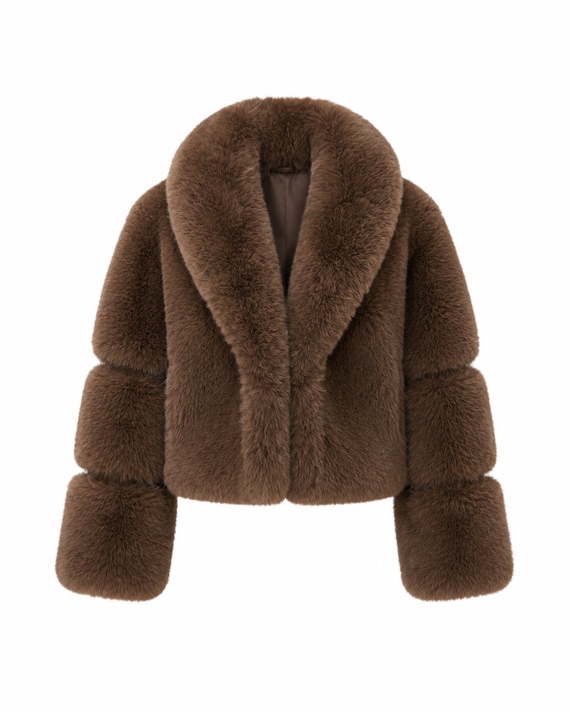Rosa Detail Faux Fur Jacket-Coffee