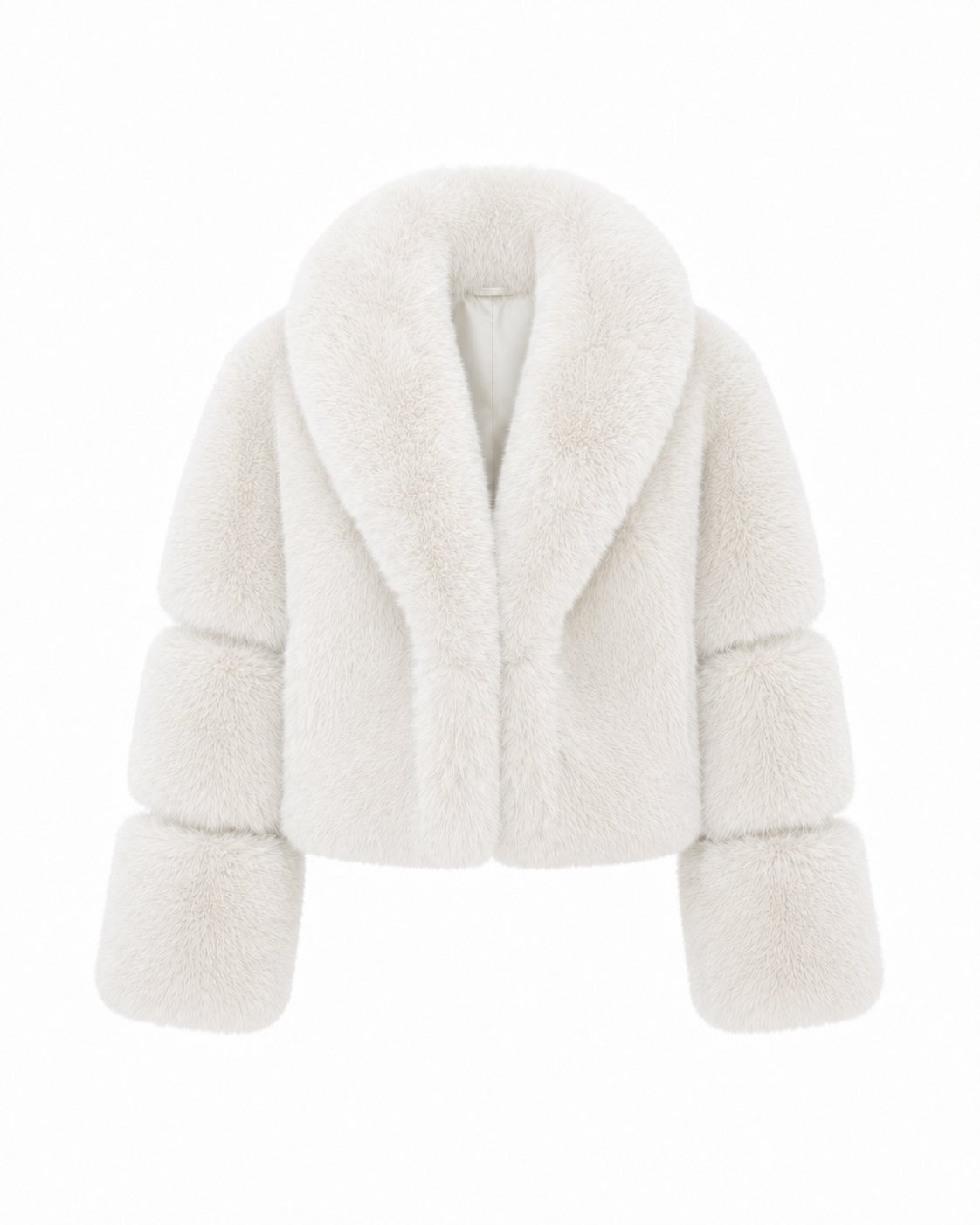 Rosa Detail Faux Fur Jacket-Ecru