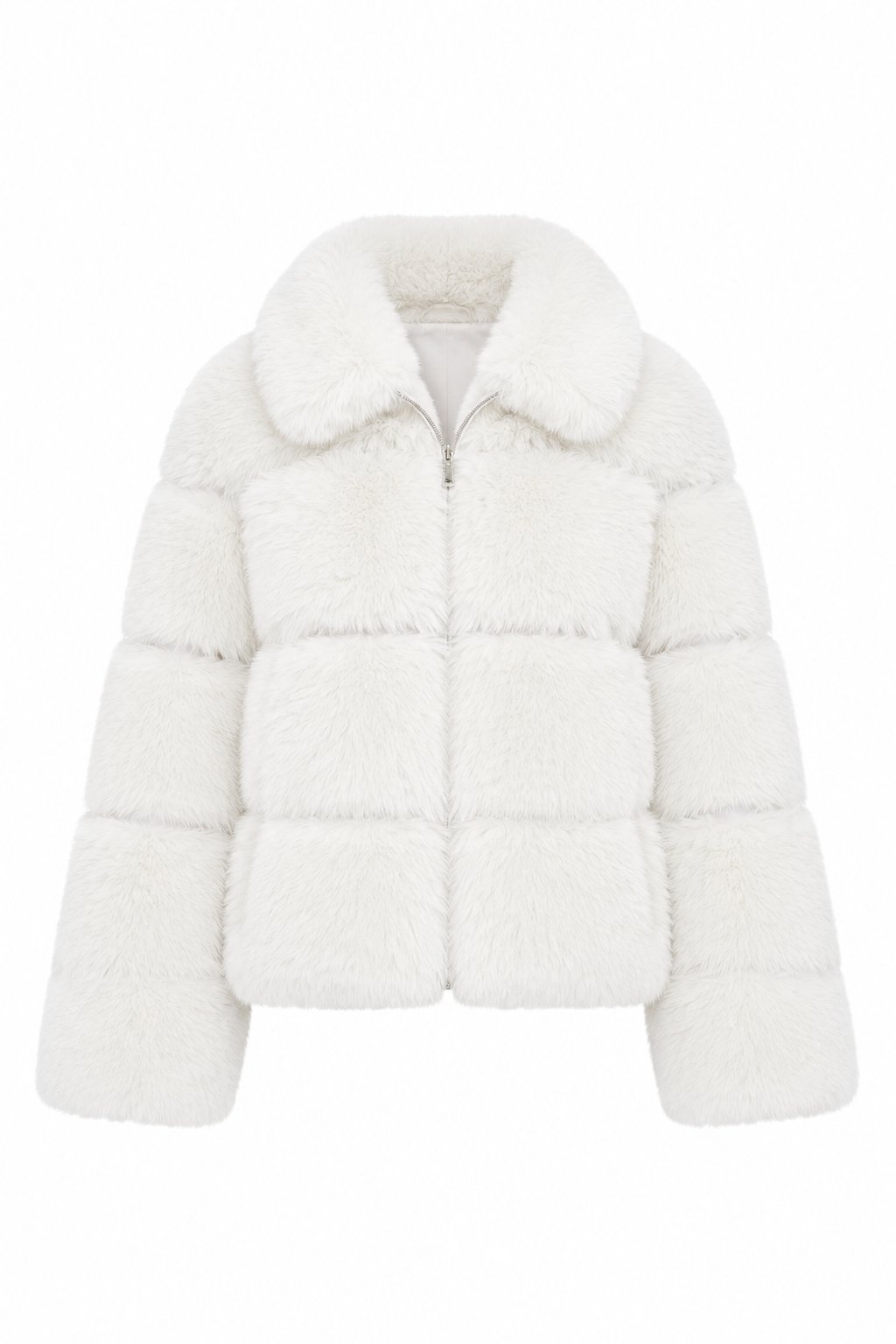 Taika Zip Faux Fur Jacket-White