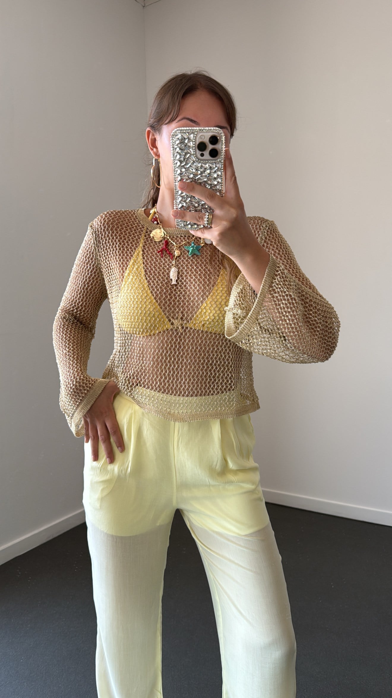 Becca Gold Metalik Örgü Triko