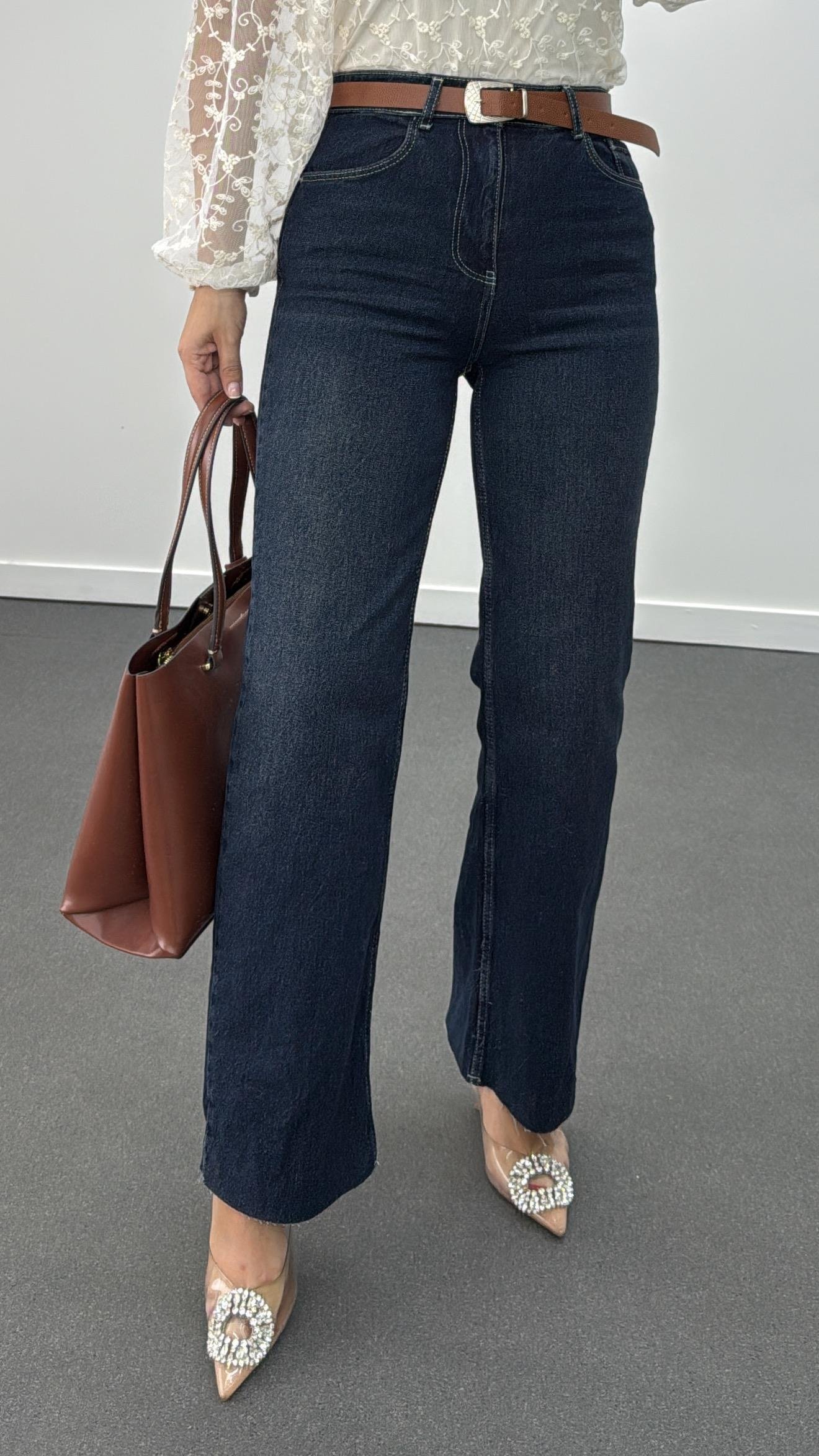 Boston Dark Blue Straight Leg Jeans