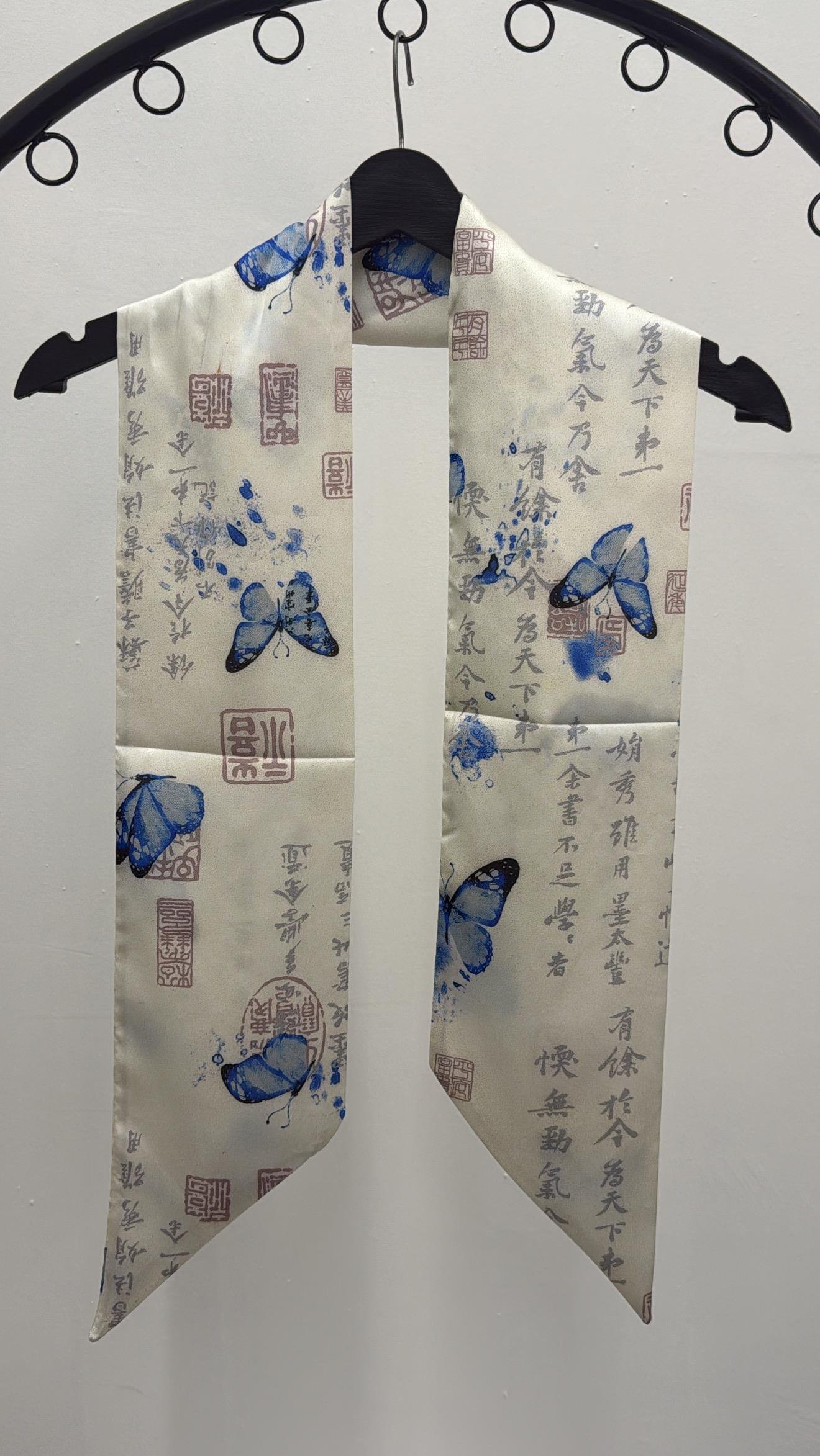 Butterfly Mavi Uzun Fular