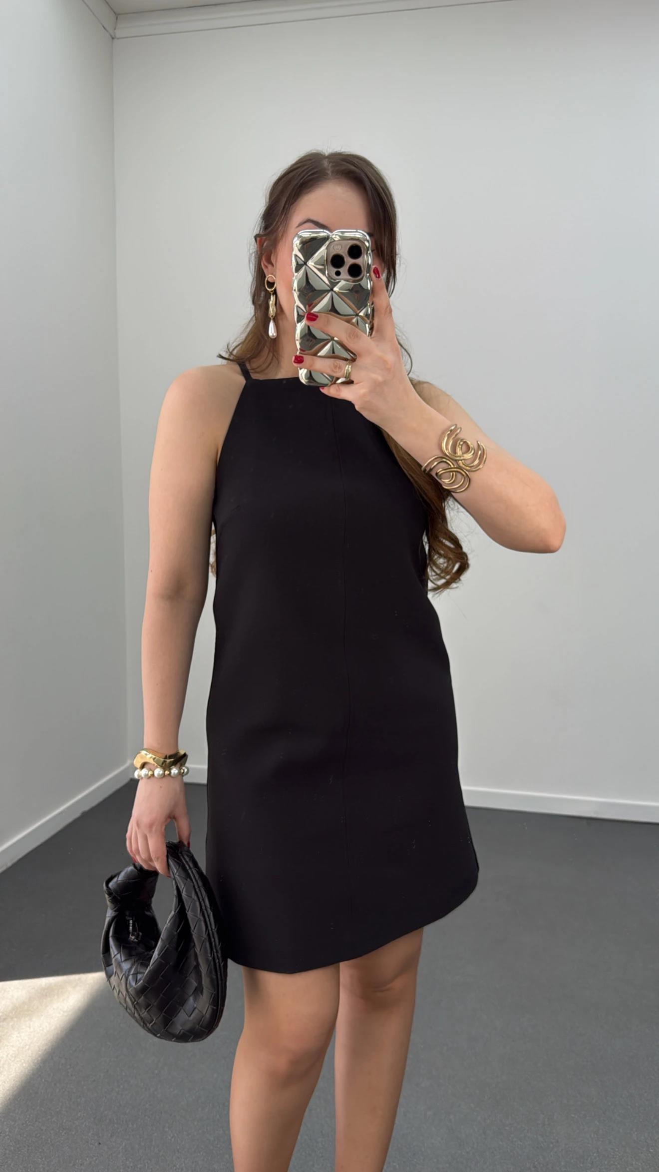 Carina Siyah Halter Yaka Elbise