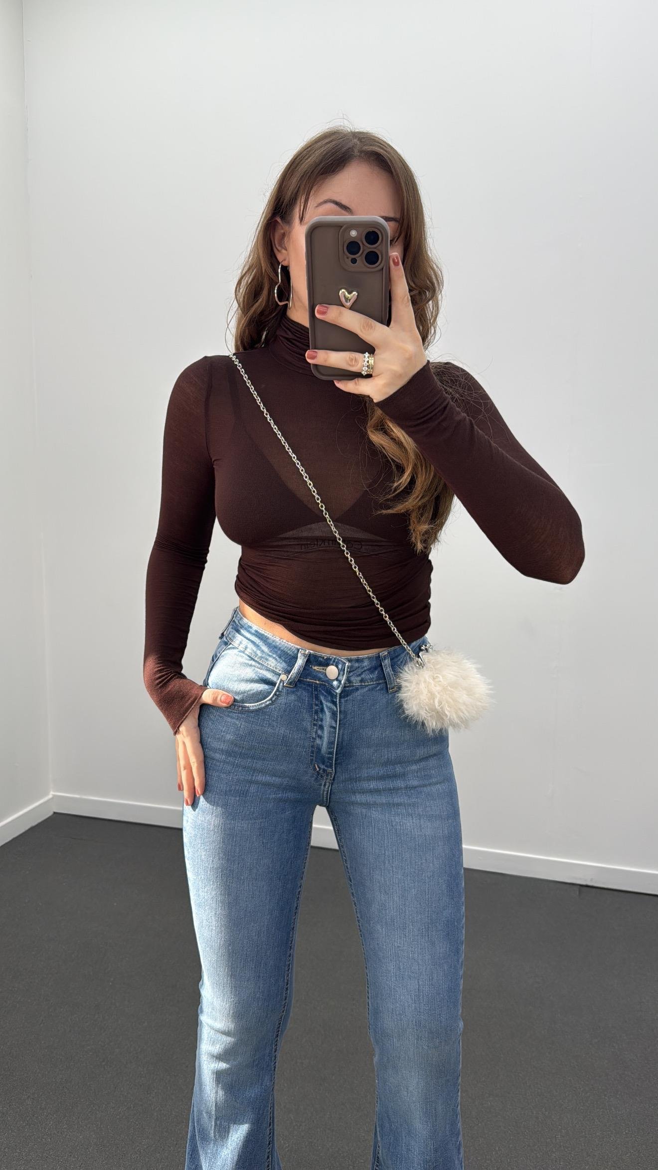 Cyra Kahverengi Balıkçı Yaka Kaşmir Bluz