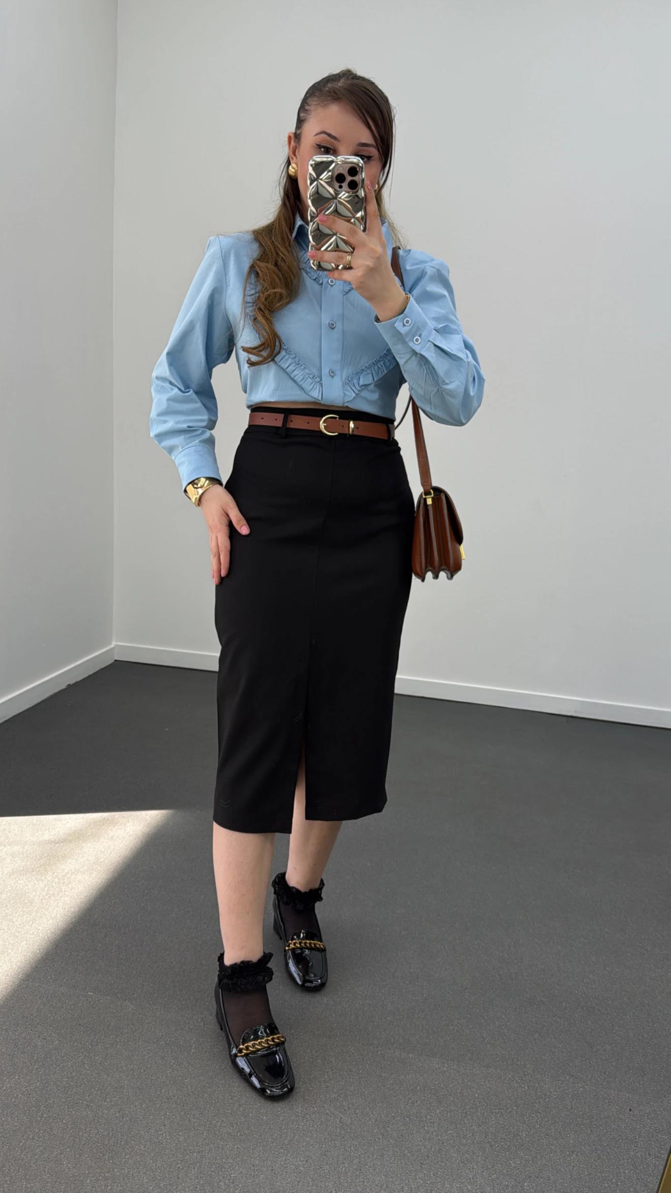 Dolce Siyah Kemerli Kalem Etek