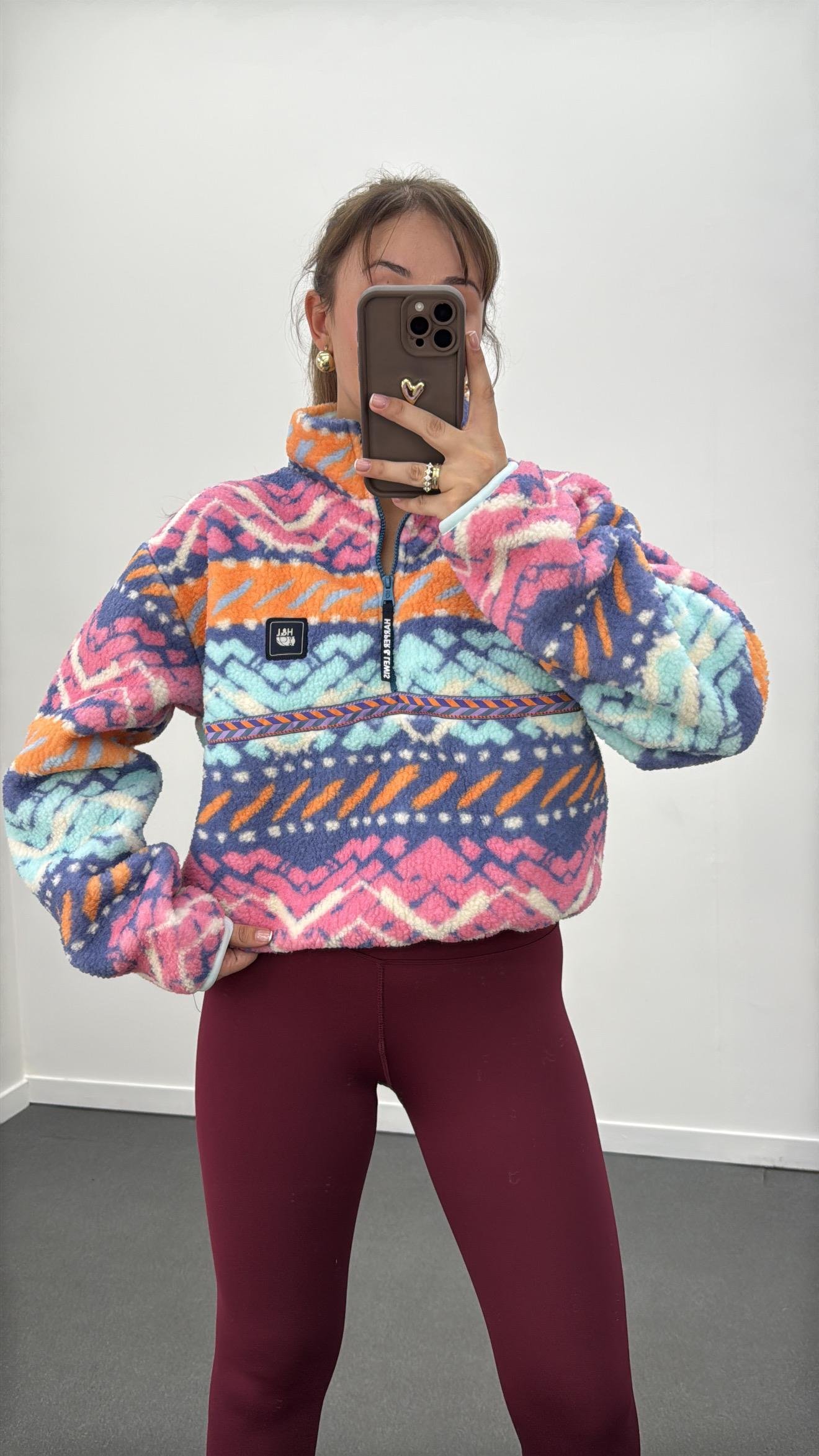 Emeral Fermuarlı Çok Renkli Polar  Sweat