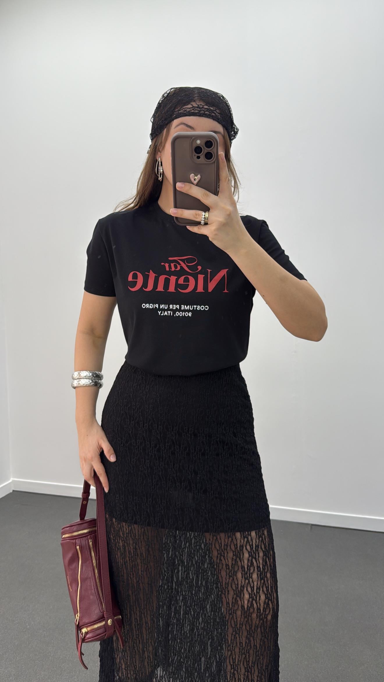 Far Niente Baskılı Basic Tshirt