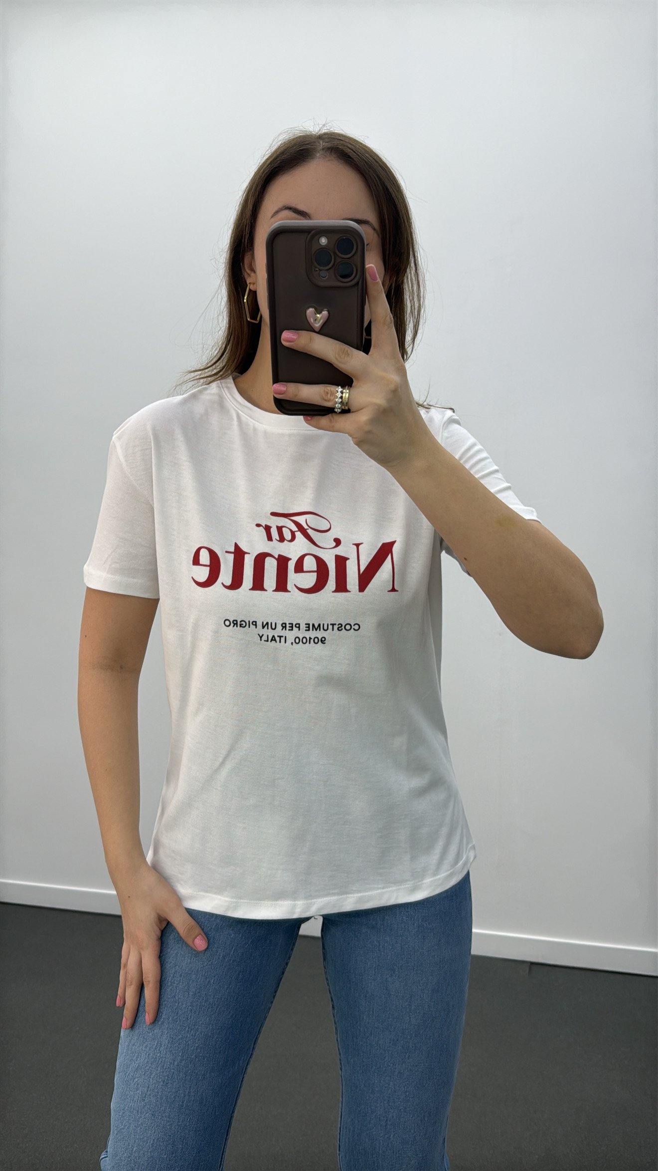 Far Niente Beyaz Baskılı Basic Tshirt