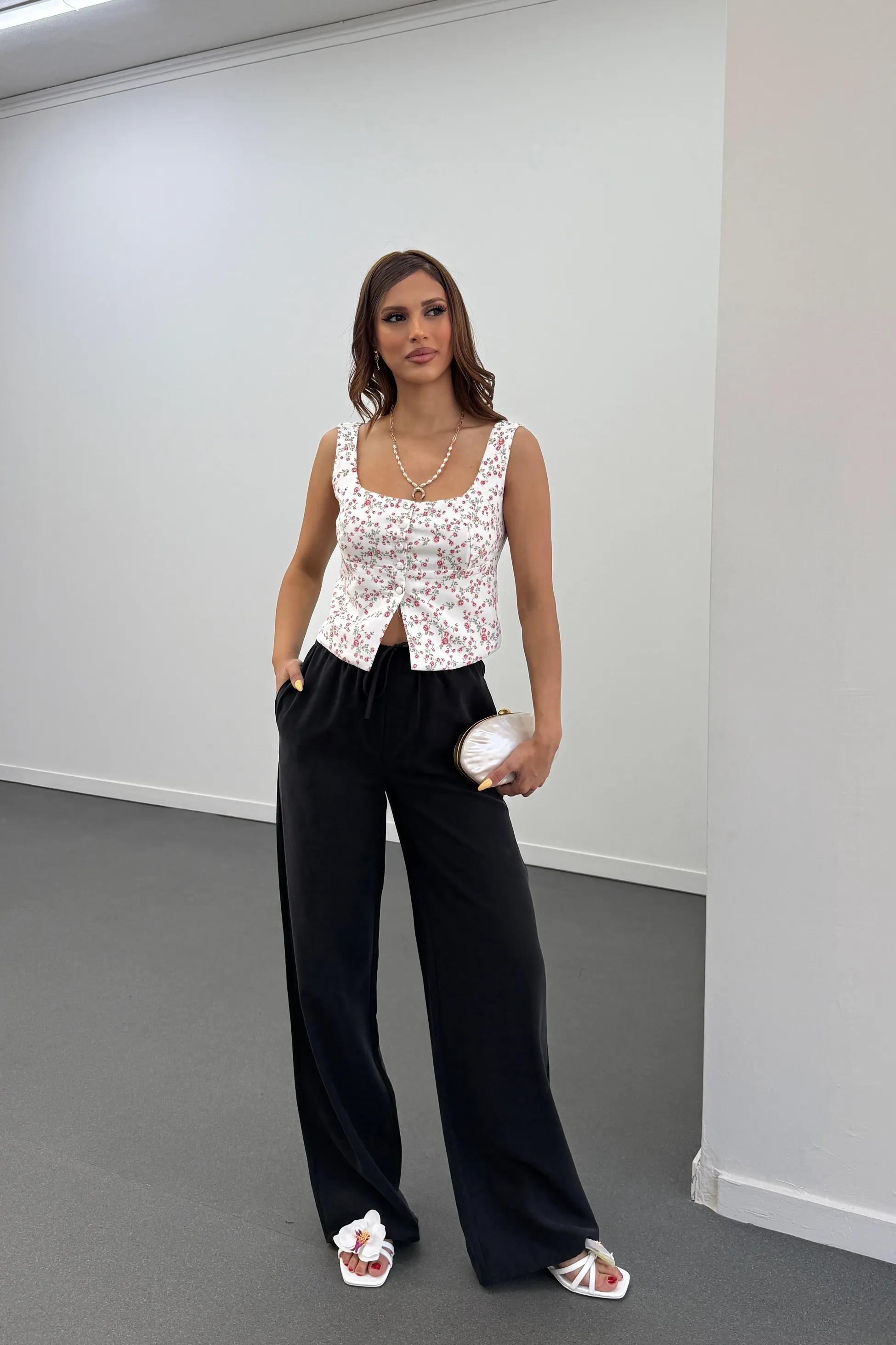 Friya Siyah Modal Beli Lastikli Pantolon