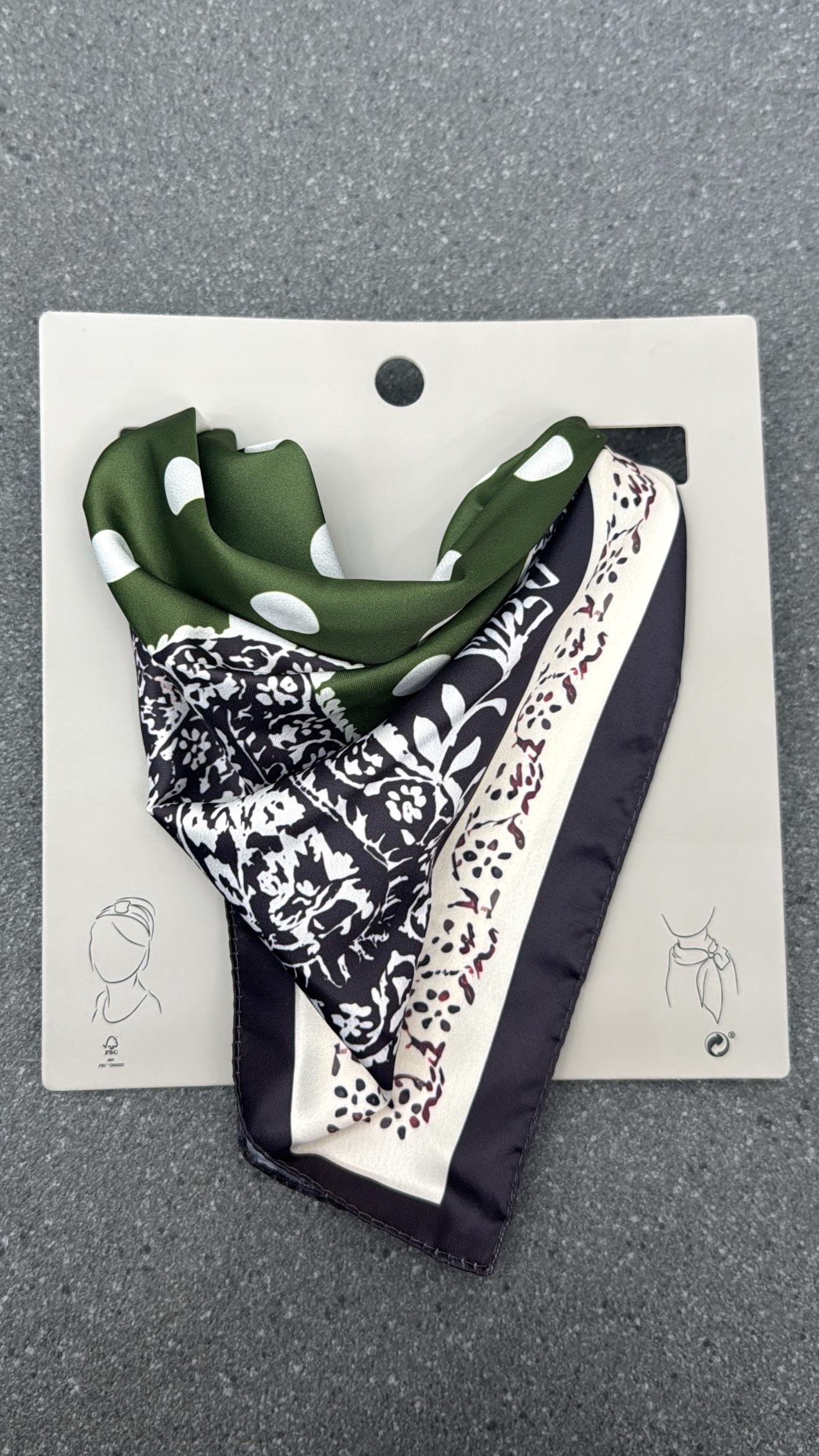 Green Puantiye Desenli Fular