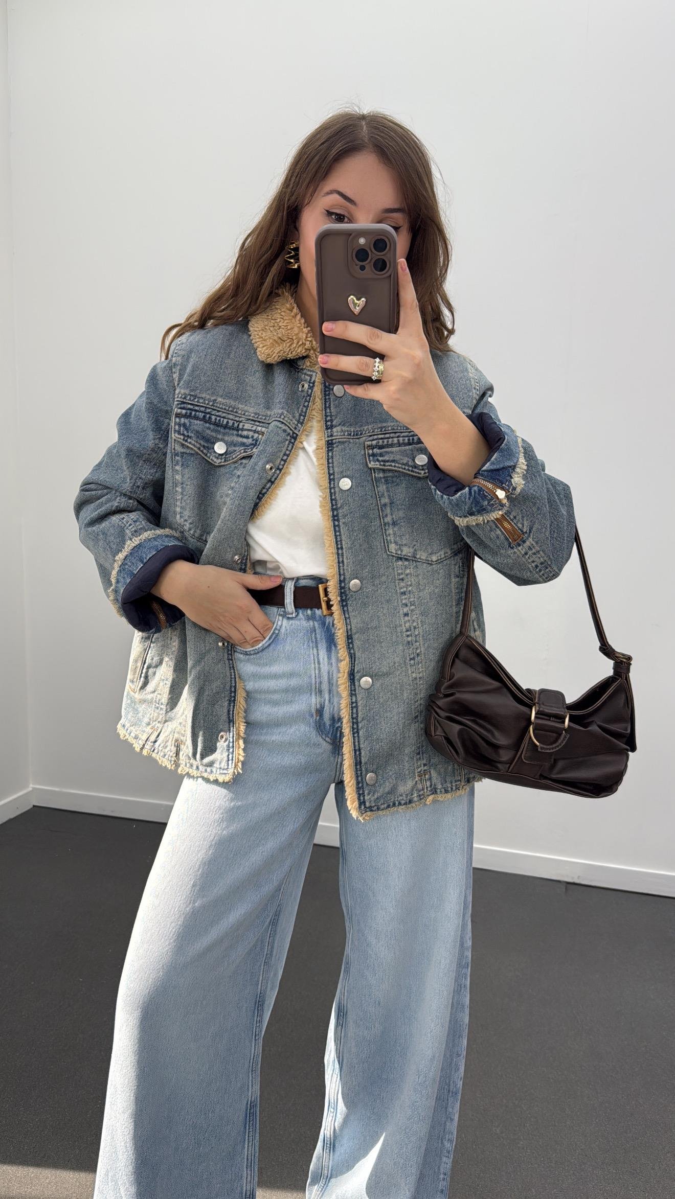 Hanoi İçi Kürklü Kol Fermuarlı Premium Kot Mont