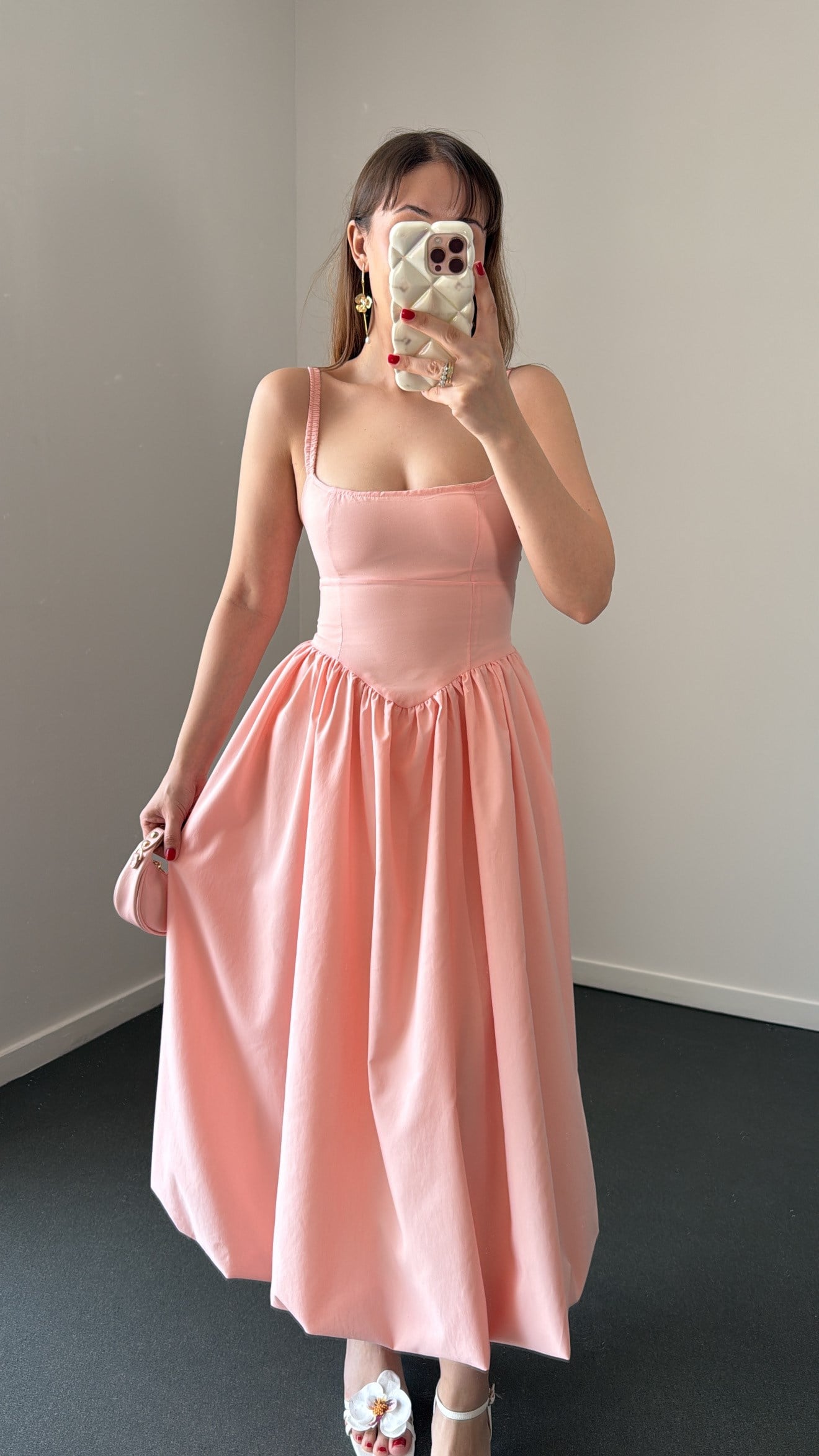 Helga Pembe Korsajlı Balon Elbise