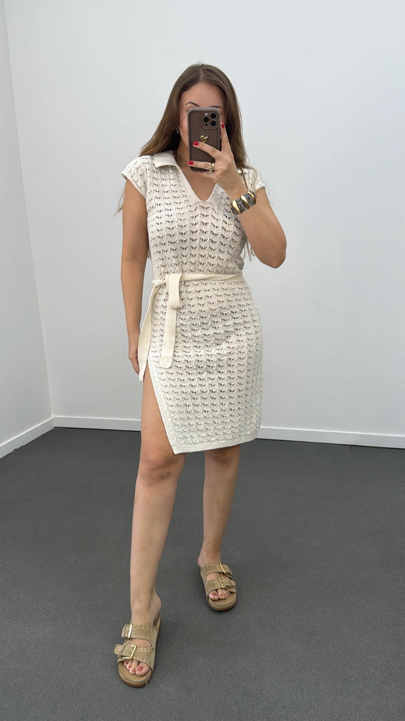 Hüsre Polo Yaka Ajurlu Elbise