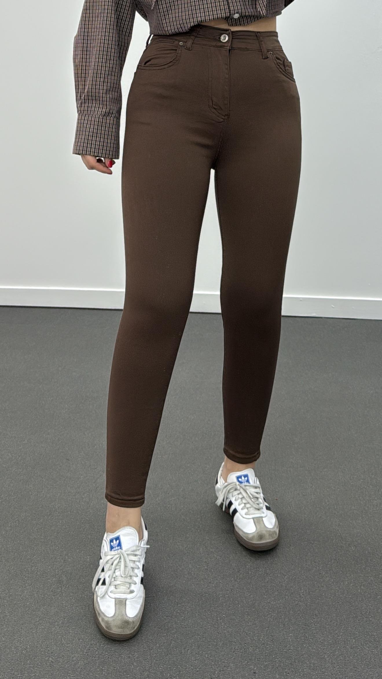 İbiza Kahve Extra Yüksek Bel Toparlayıcı Skinny Jeans