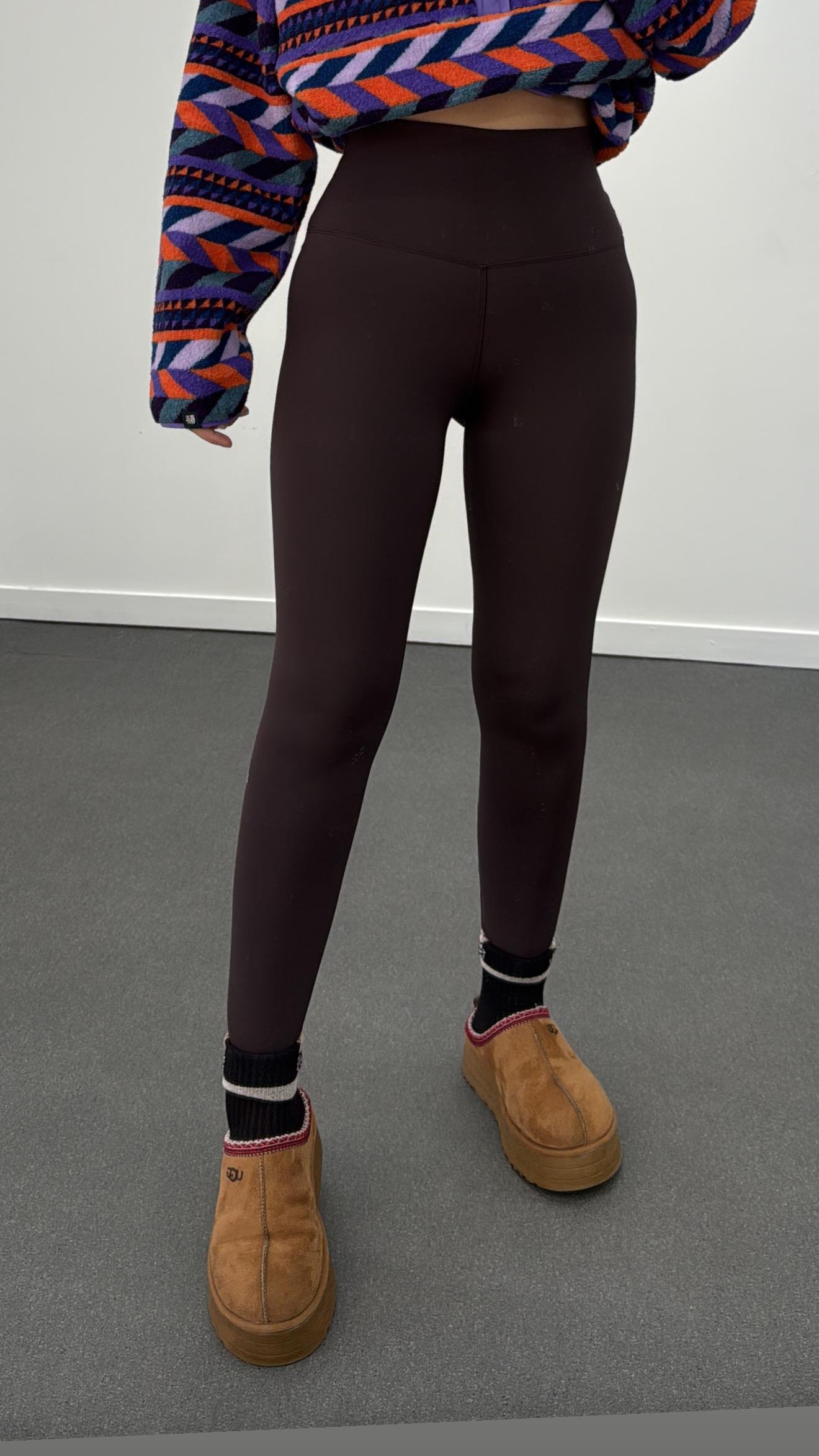 Isla Kahve Yüksek Bel Likralı Slim Fit Tayt