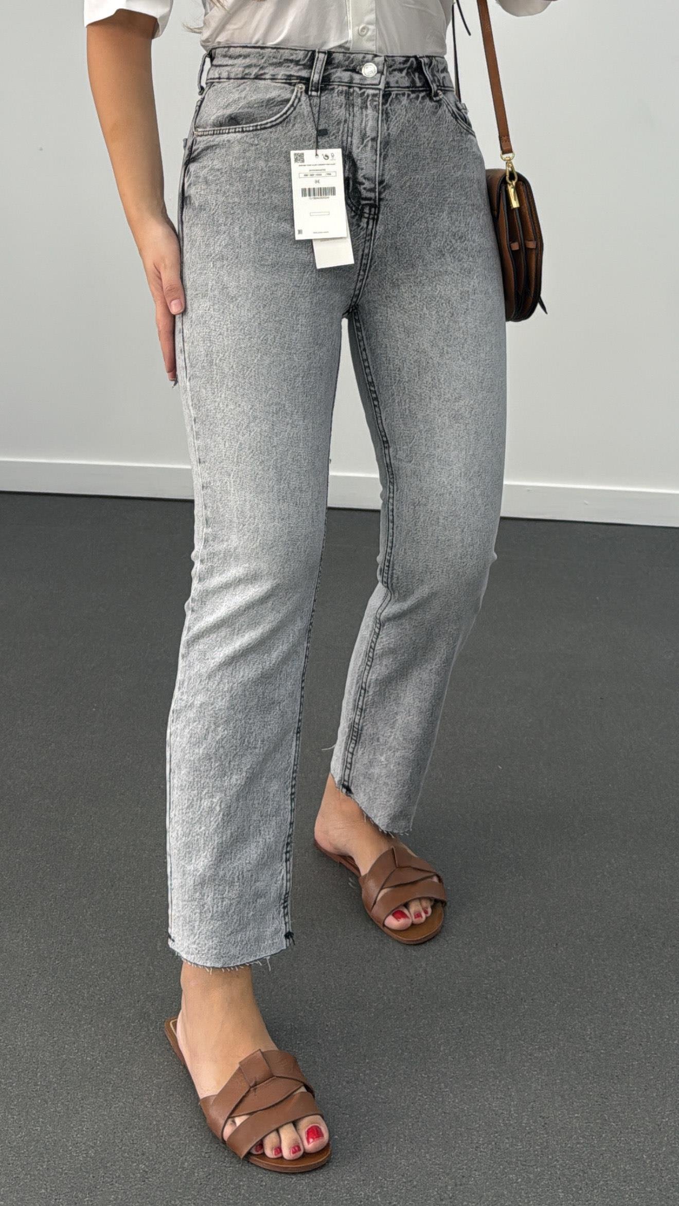 Juliet Açık Gri Yüksek Bel Slim Fit Jeans