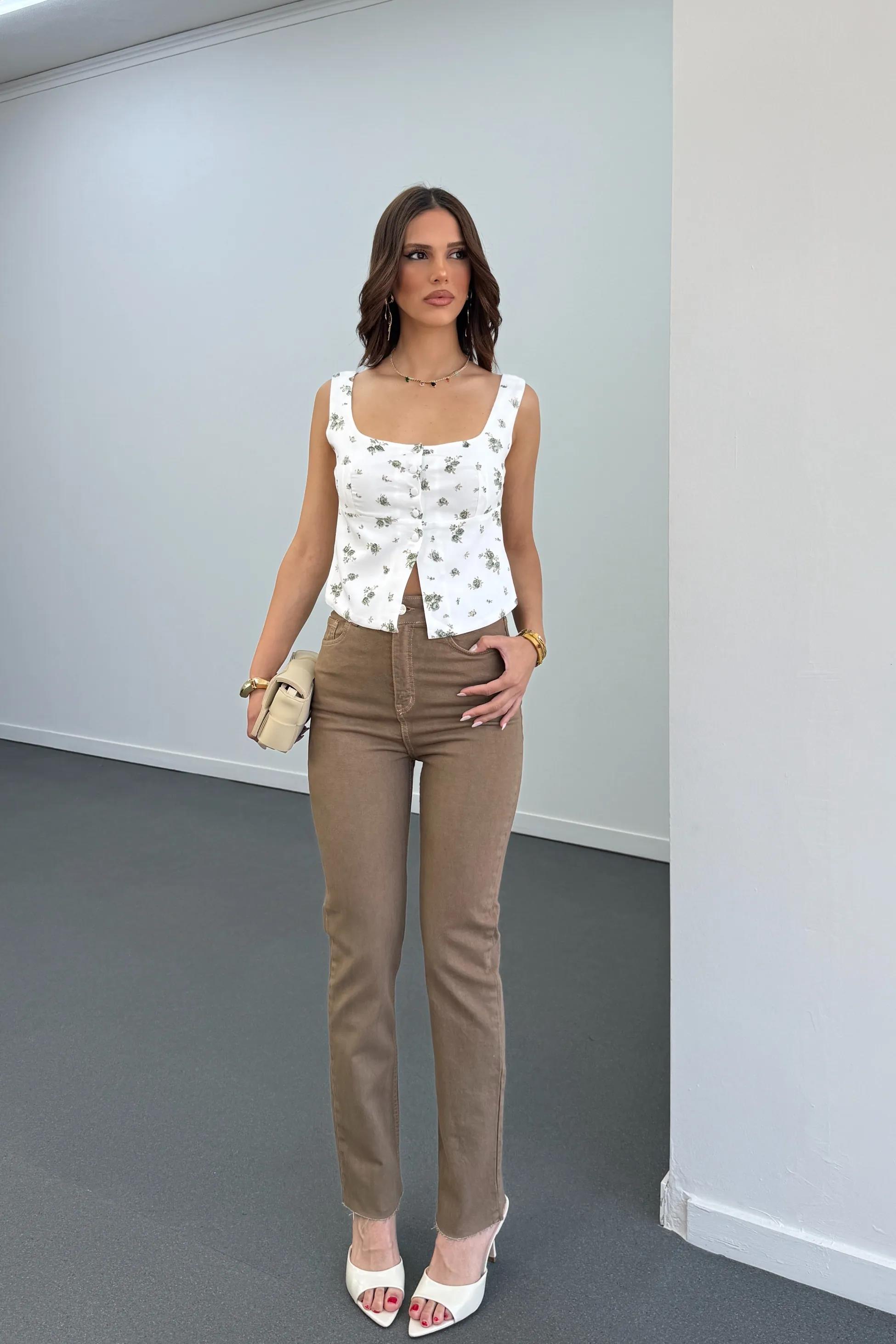 Juliet Açık Kahve Renk Yüksek Bel Slim Fit Jeans