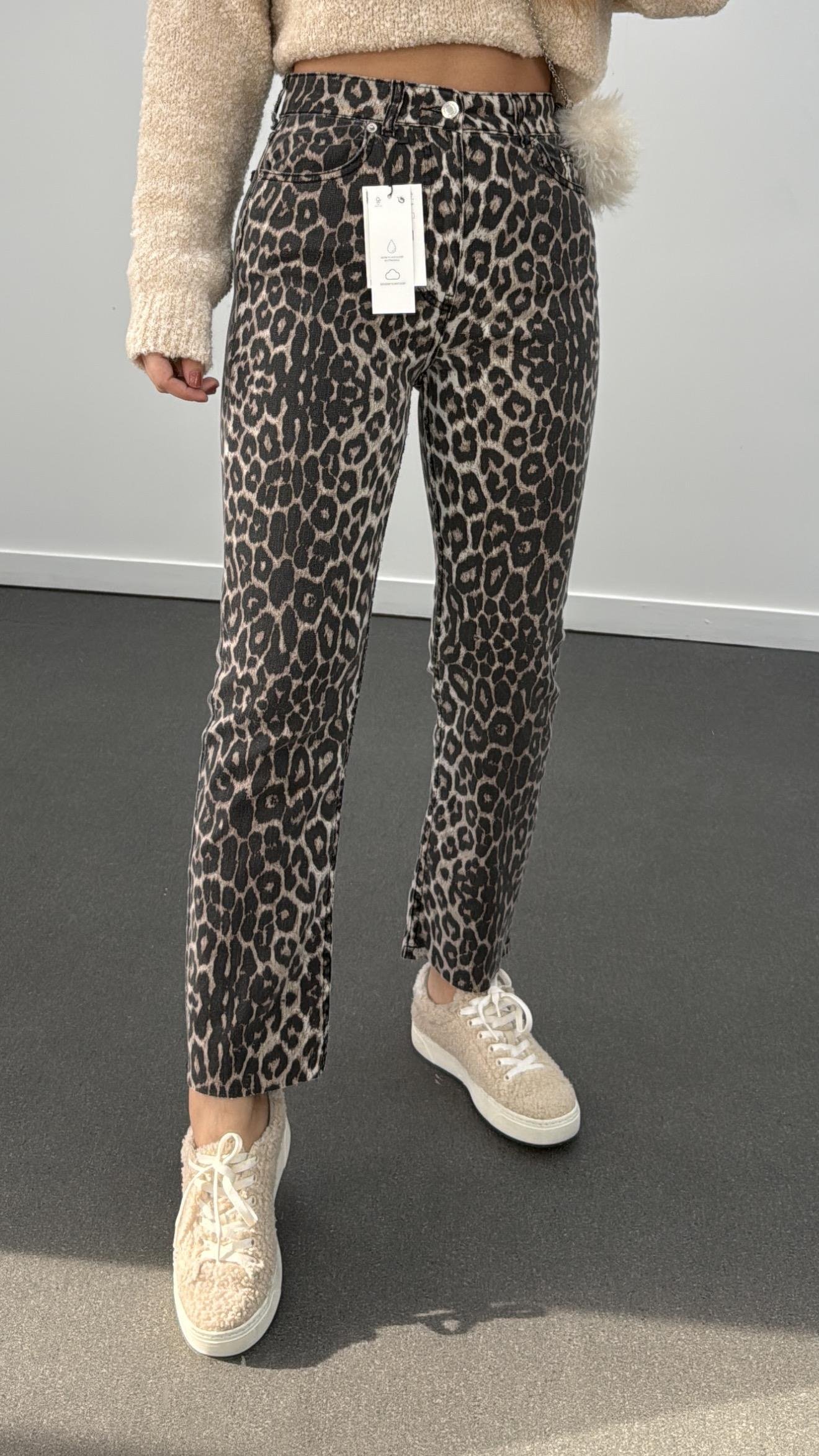 Juliet Leopar Desenli Yüksek Bel Slim Fit Jean