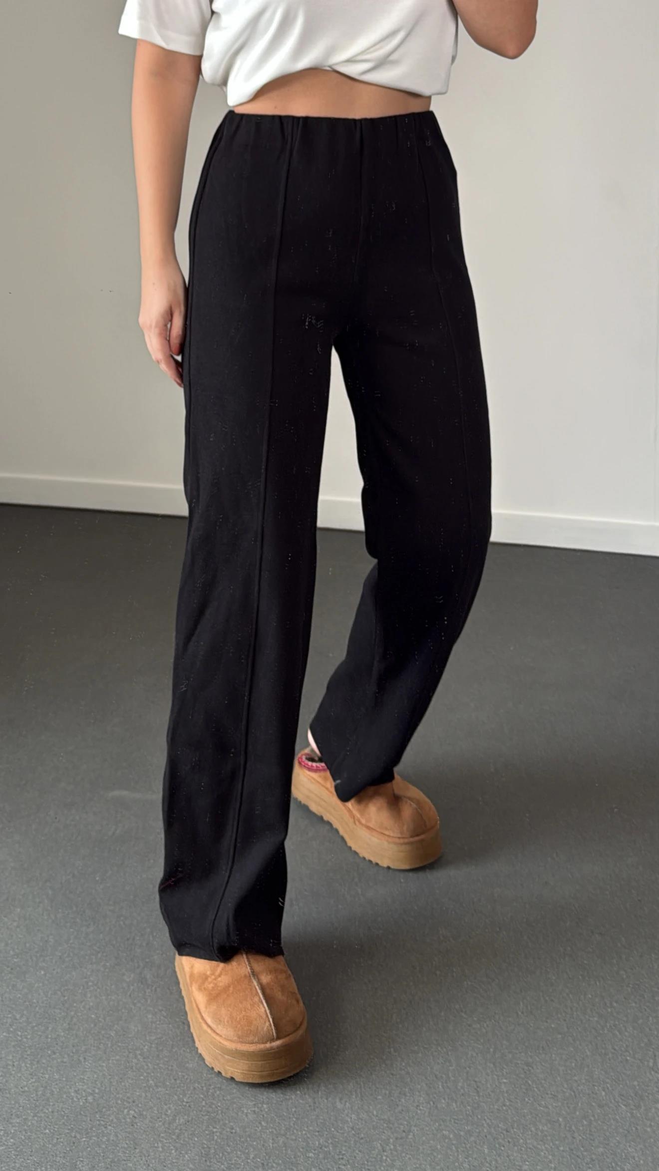 Latie Siyah Nervür Dikişli Pantolon