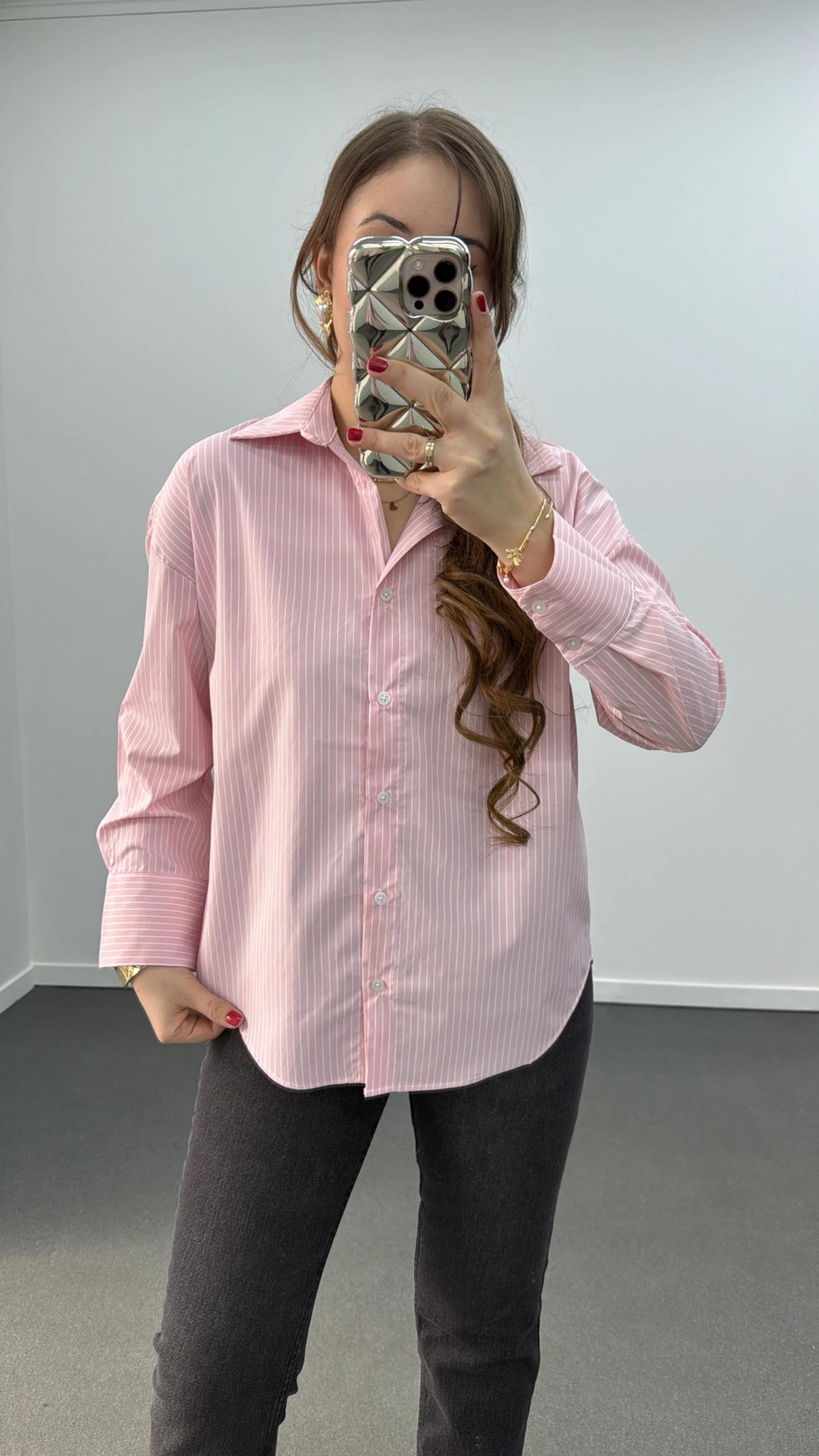 Linda Pembe Çizgili Gömlek