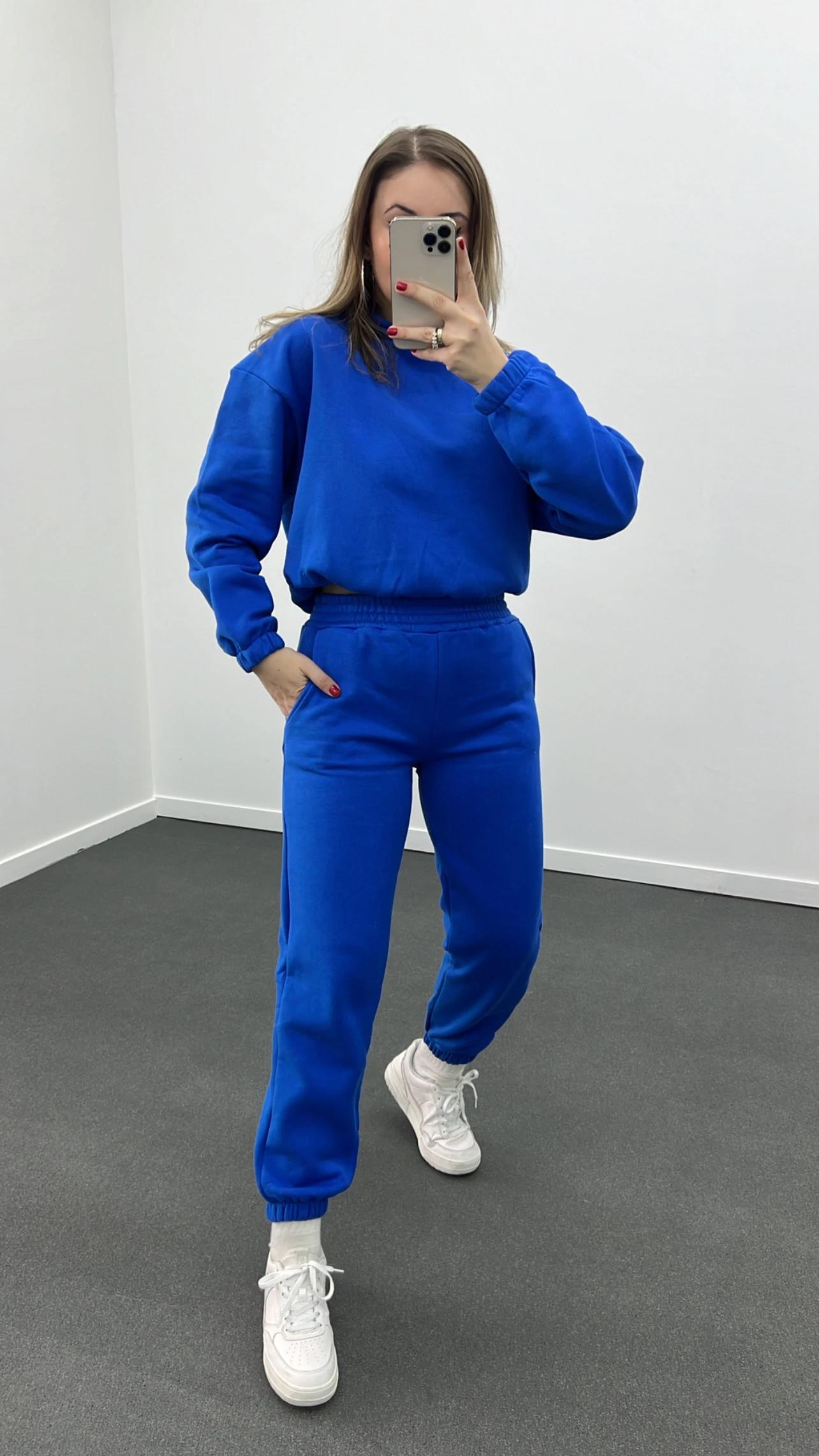 Lui Saks Mavi İçi Şardonlu Kalın Kışlık Eşofman Takımı