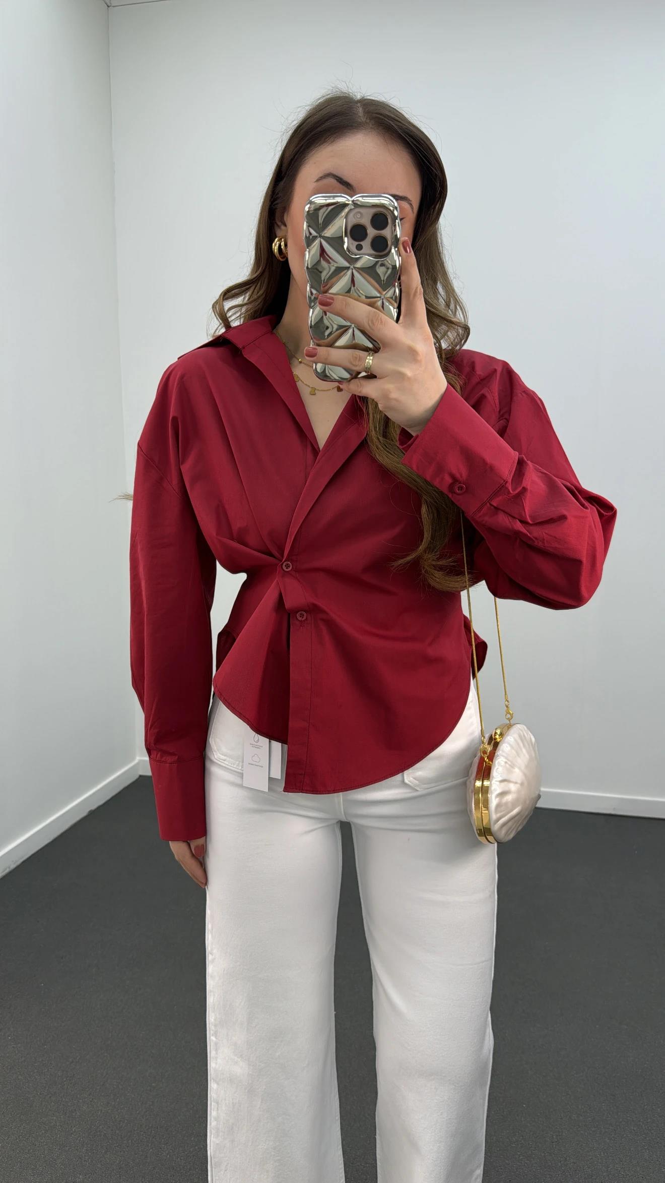 Massi Bordo 4 Düğmeli Tasarım Gömlek