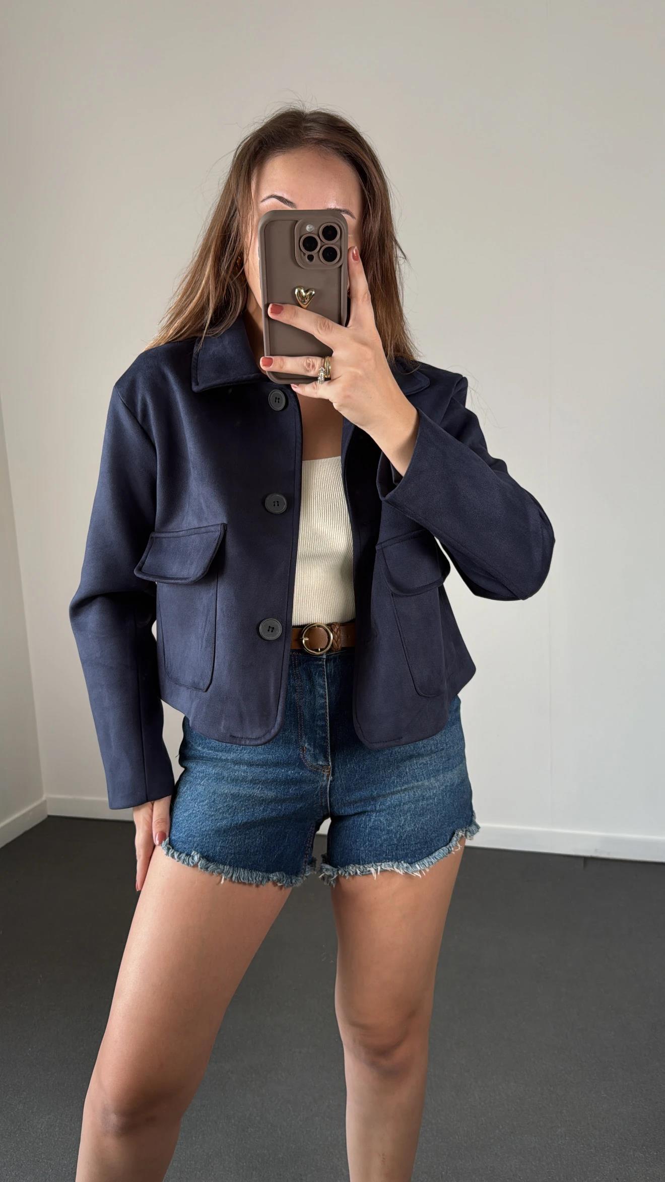 Massi Lacivert Süet Premium Ceket