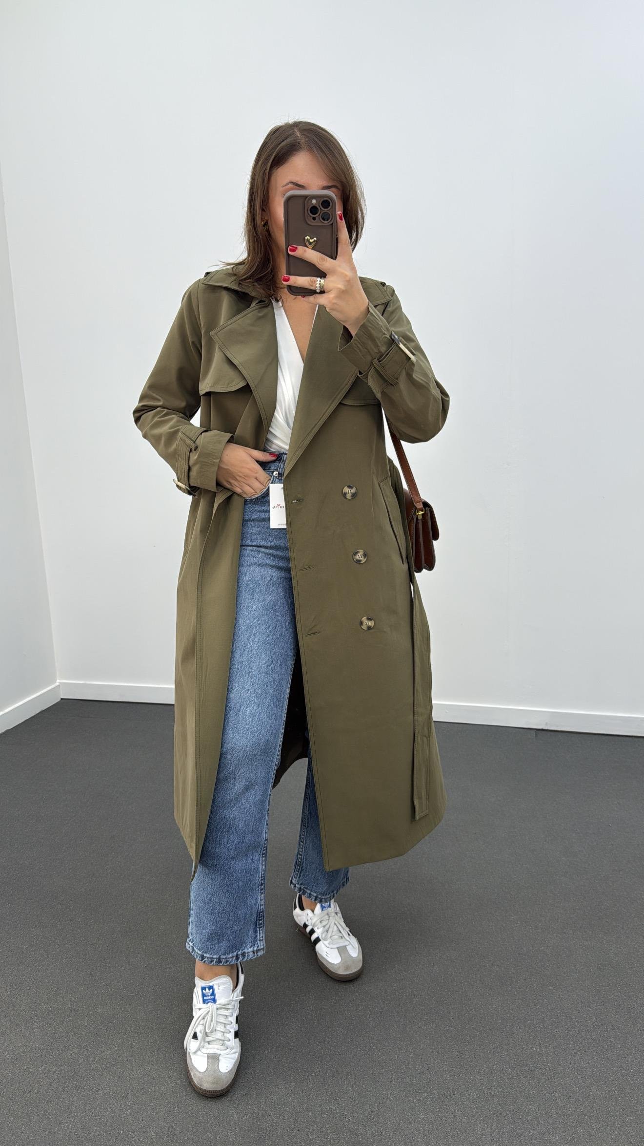MS Haki Kuşaklı Premium Trençkot