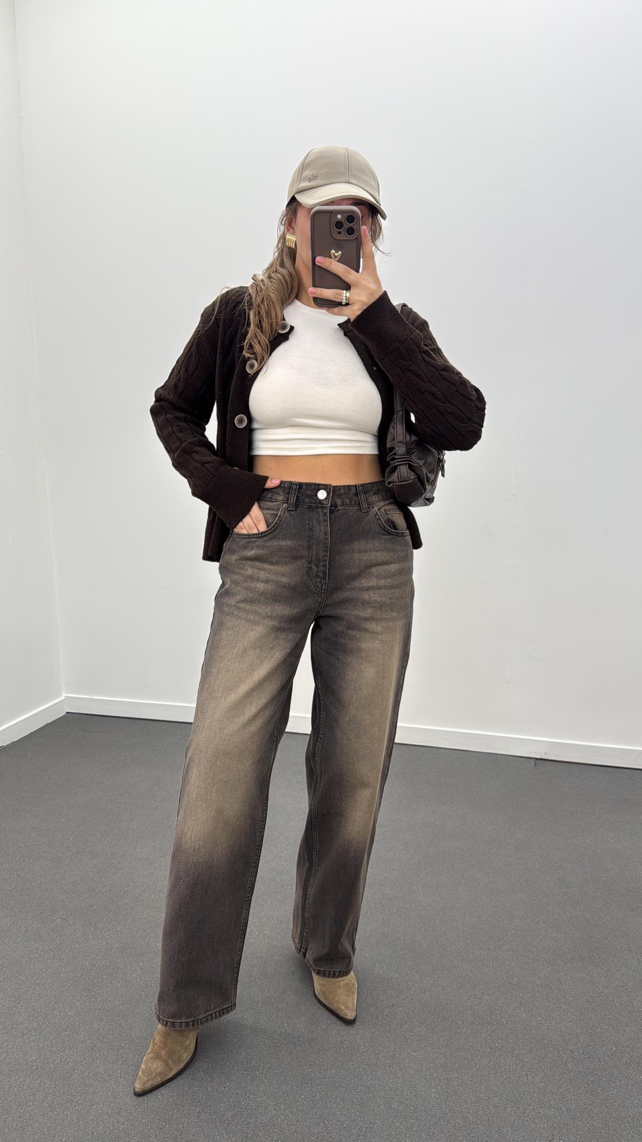 New York Kahve Tintli Baggy Jeans