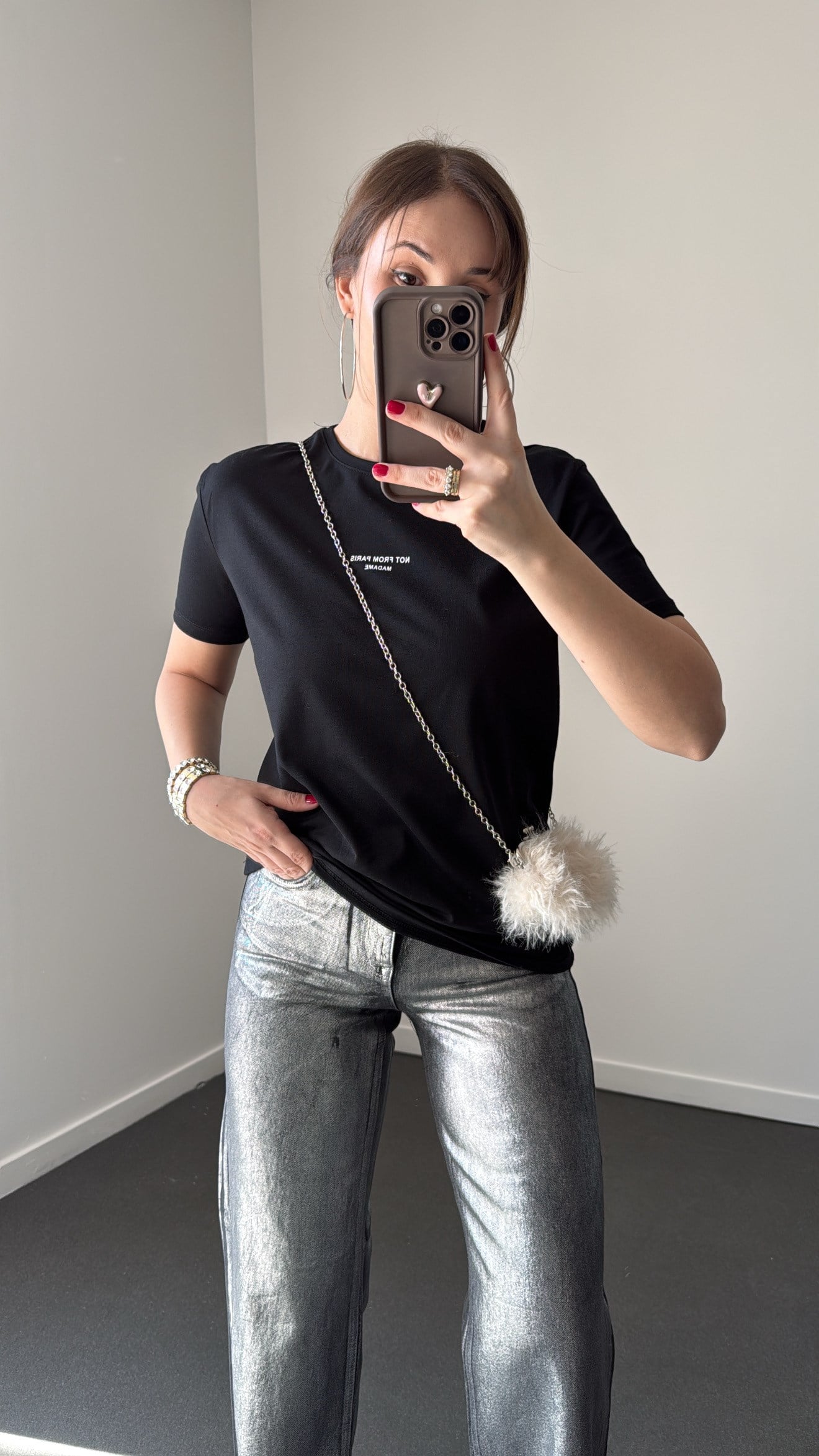 Not From Paris Siyah Basic Tshirt