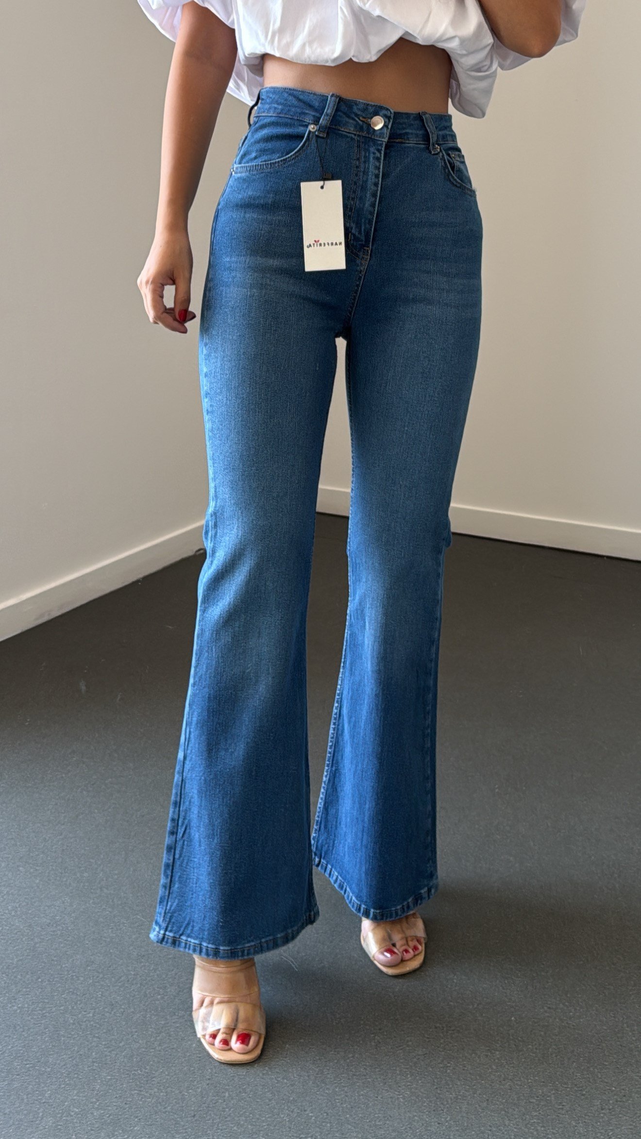 Nrf Açık Extra Yüksek Bel Full Likralı Flare Jeans