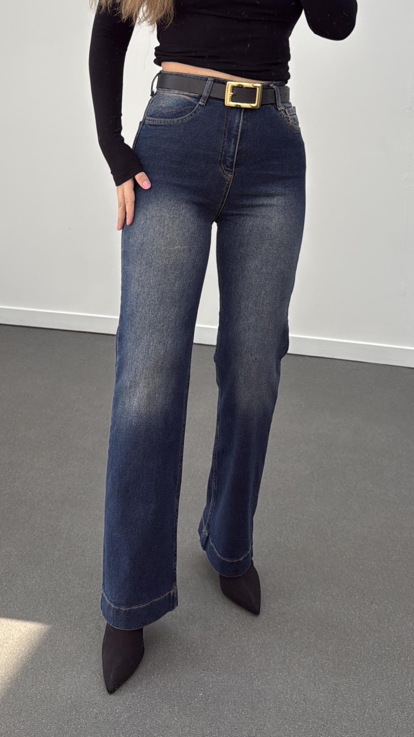 Oxford Koyu Tint Kışlık Süper Likralı Straight Jeans