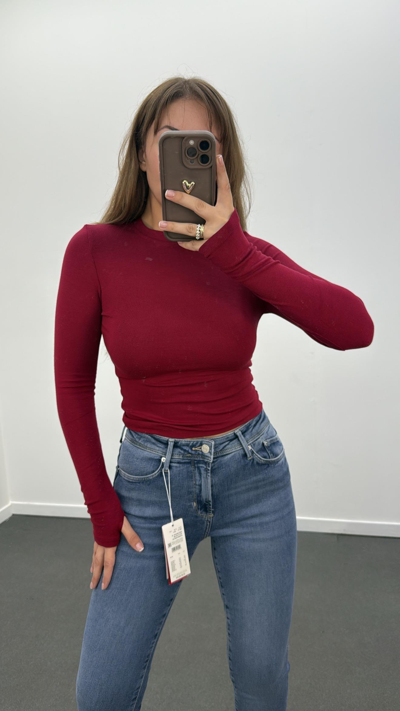 Oys Bordo Parmak Geçirmeli Modal Body