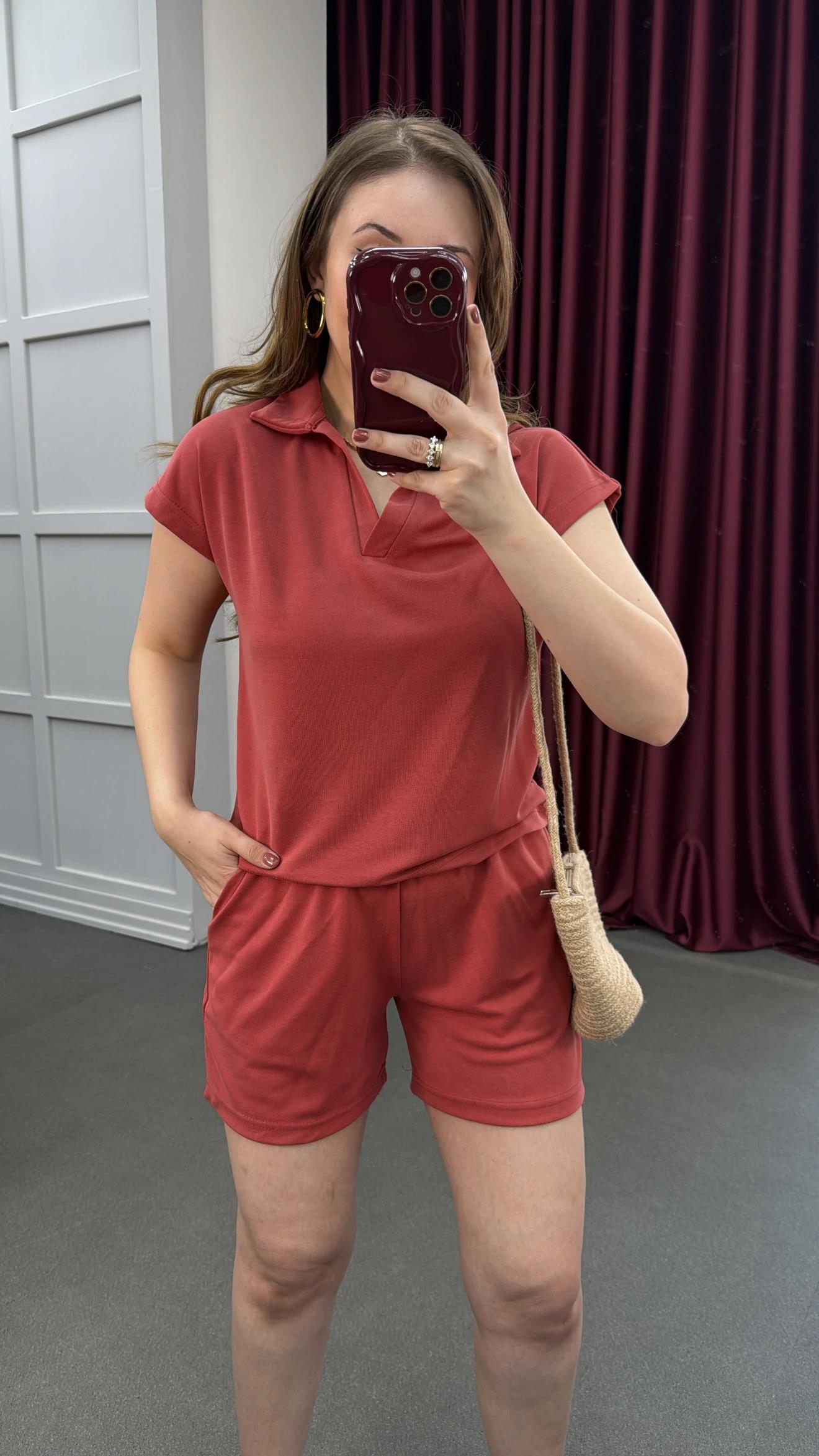 Oys Kiremit Modal Kumaşlı Tshirt Ve Şort Takımı