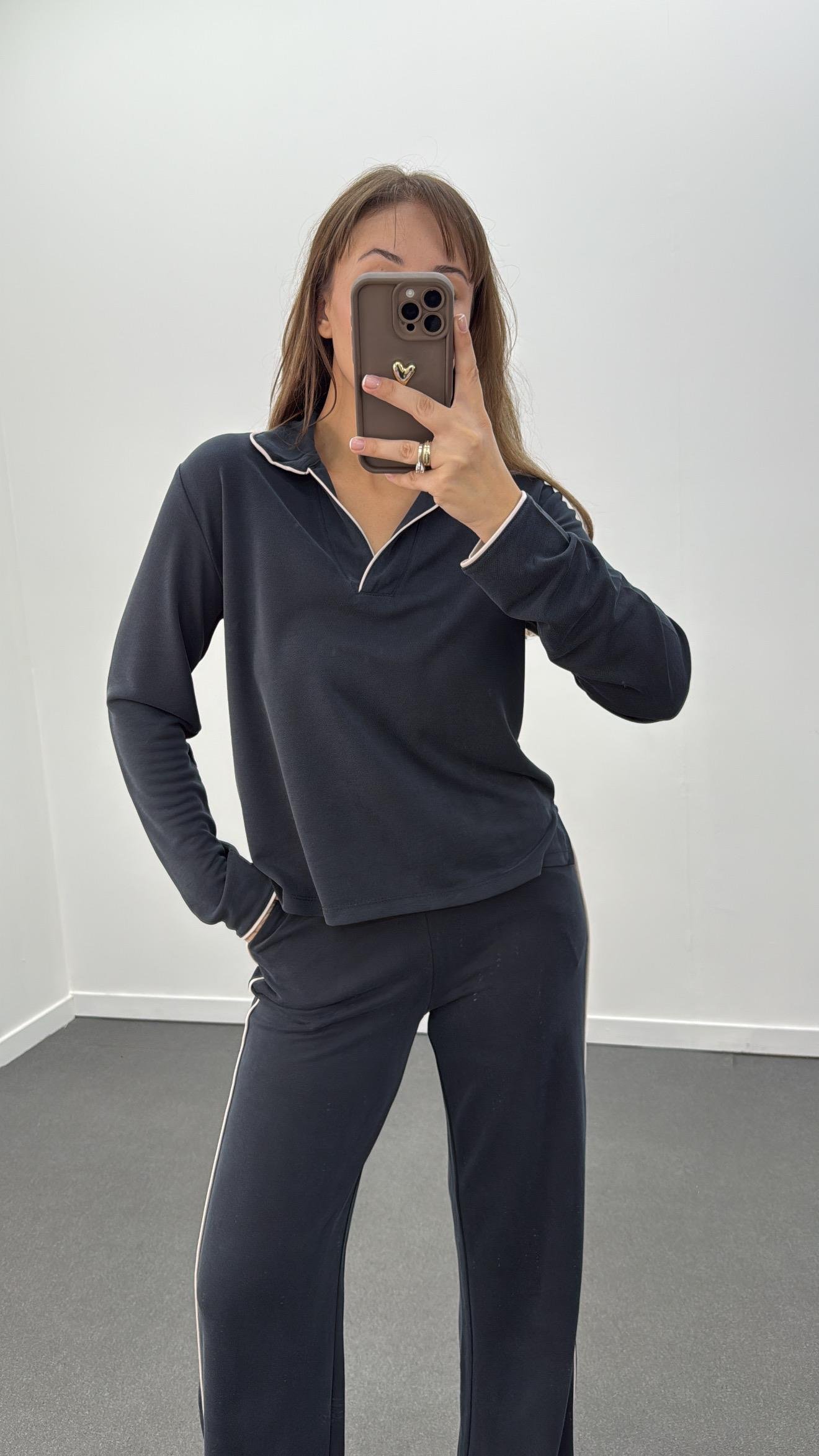 Oys Lacivert Biye Detaylı Sweat Eşofman Takımı